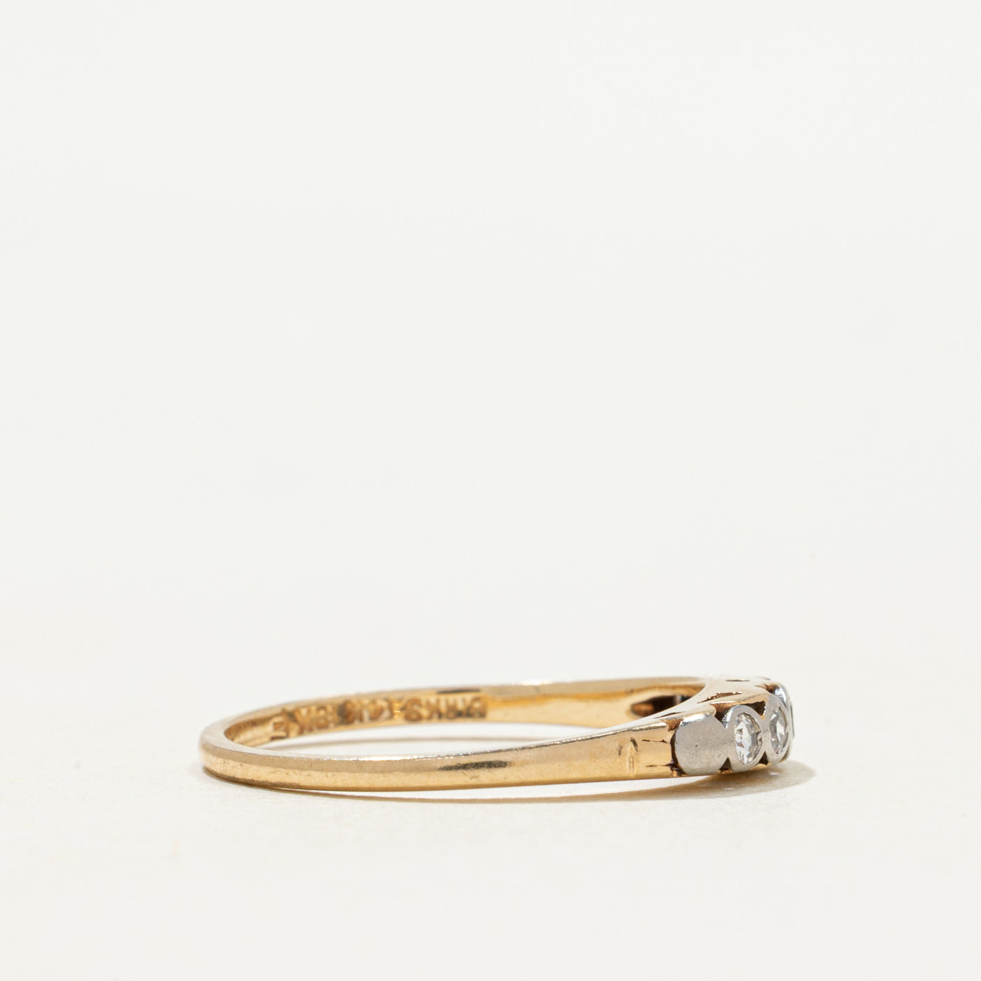 'Birks' Five Stone Bezel Set Diamond Band | 0.06ctw