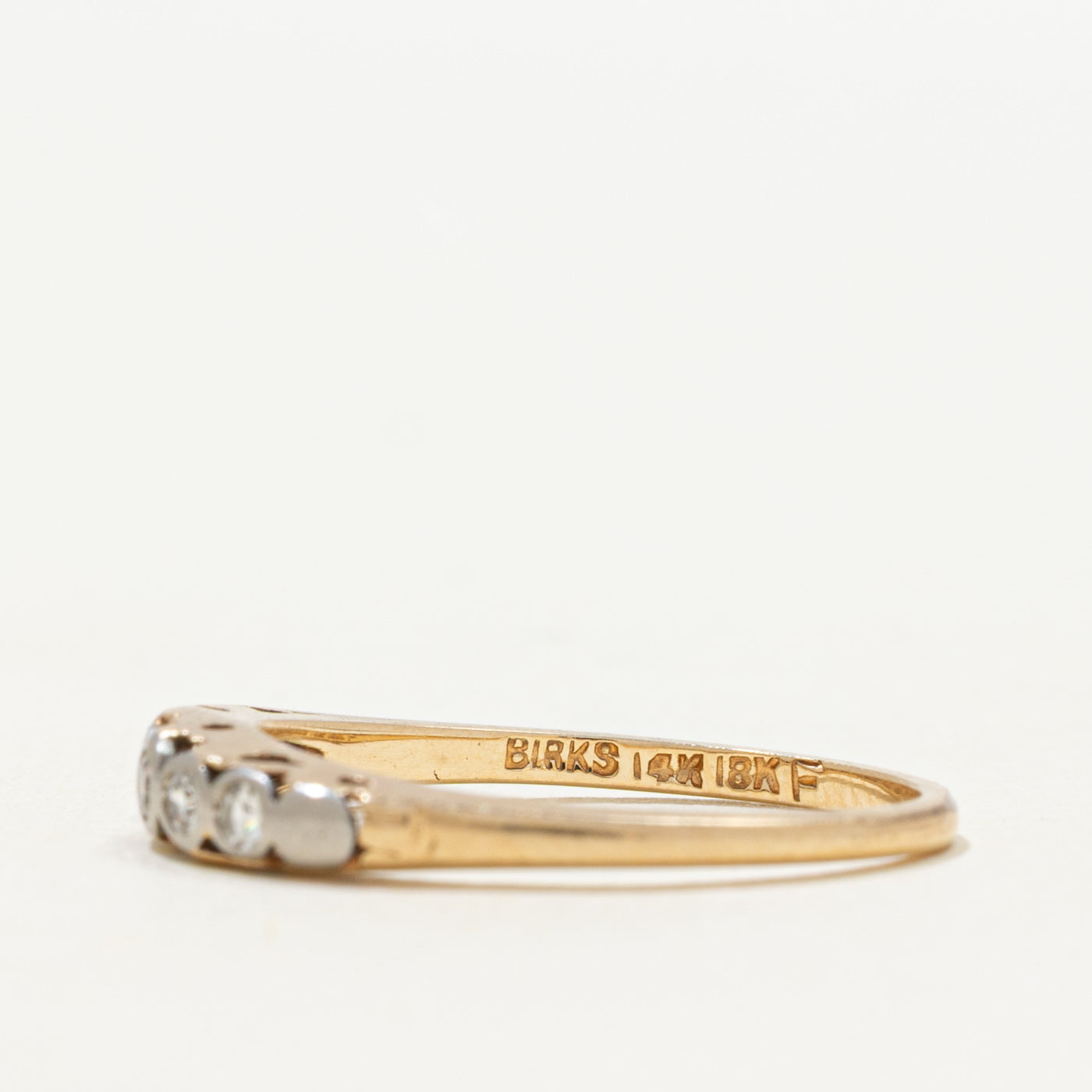 'Birks' Five Stone Bezel Set Diamond Band | 0.06ctw