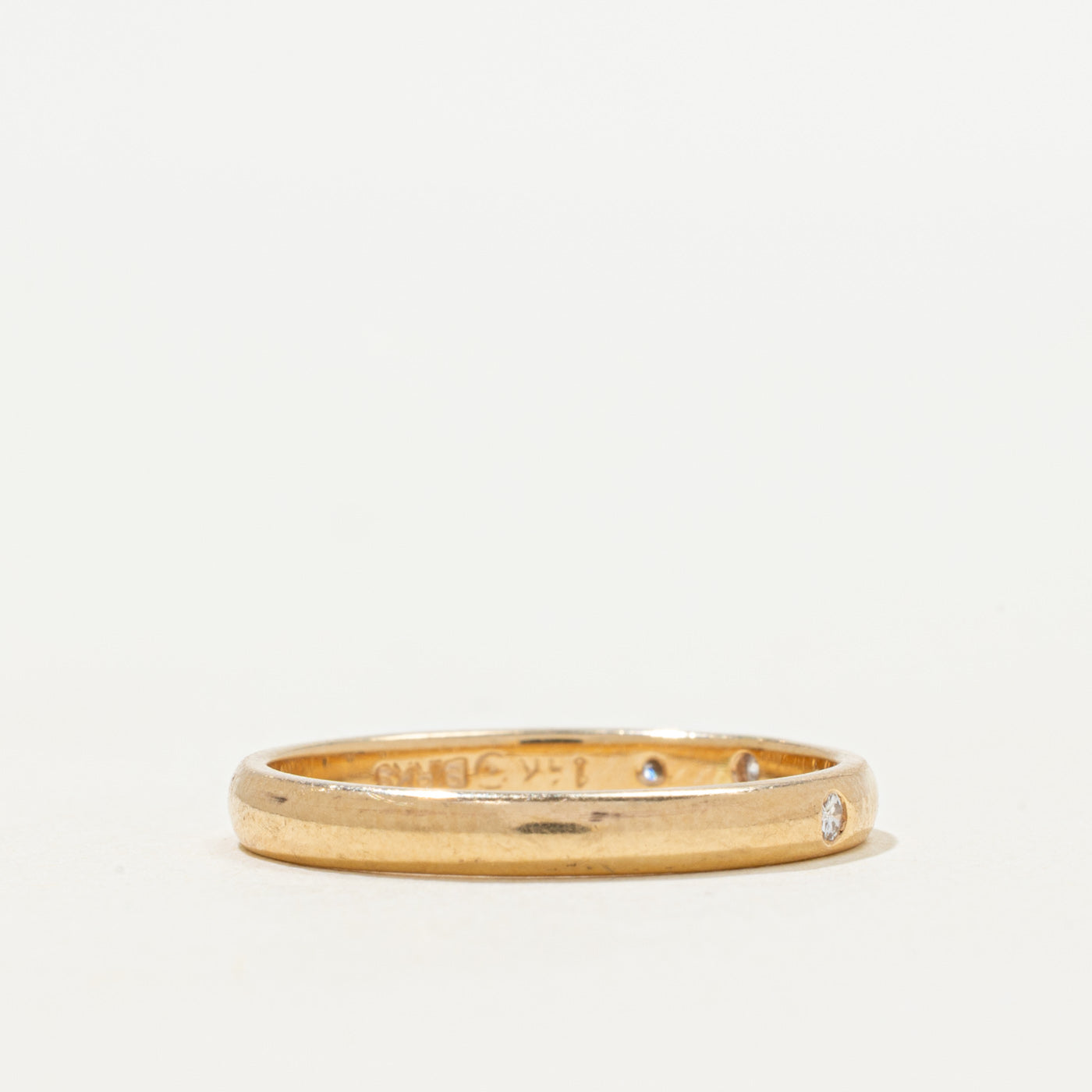 'Birks' Three Stone Flush Set Diamond Band | 0.04ctw | 2.45mm | SZ 6.25