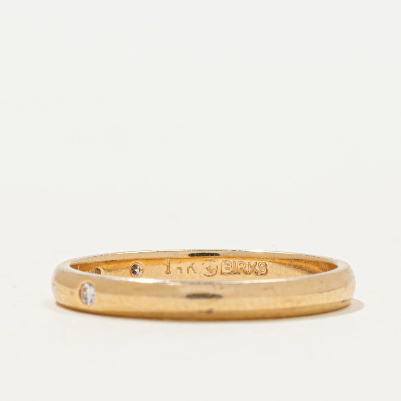 'Birks' Three Stone Flush Set Diamond Band | 0.04ctw | 2.45mm | SZ 6.25