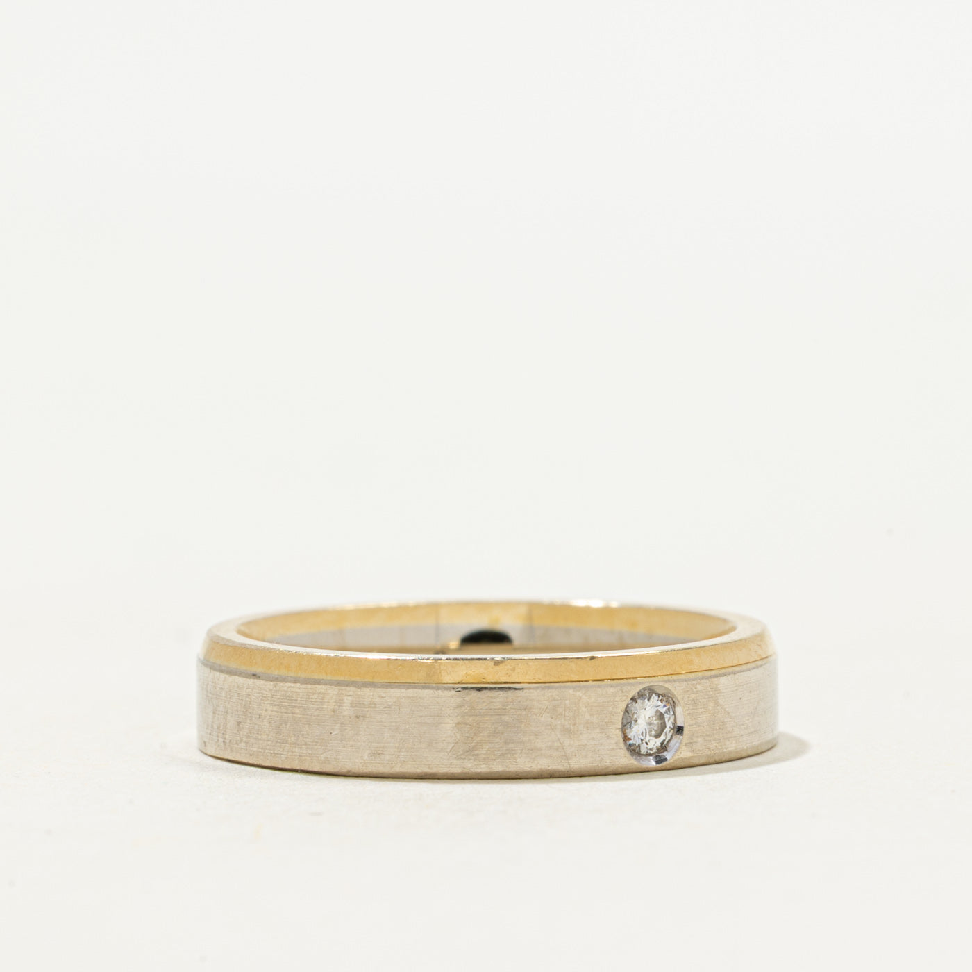 'Birks' 18k Two-Tone Flush Set Diamond Band | 0.06ct | 4.05mm | SZ 6.25