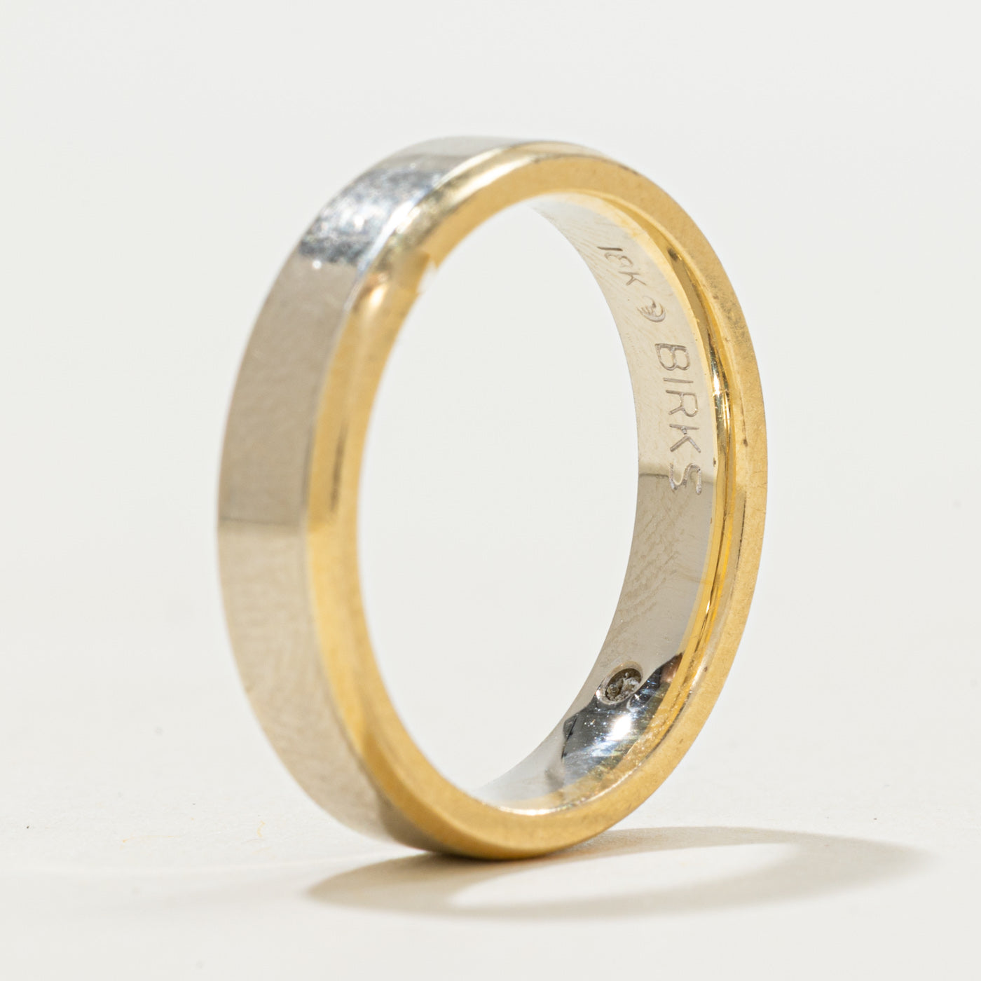 'Birks' 18k Two-Tone Flush Set Diamond Band | 0.06ct | 4.05mm | SZ 6.25