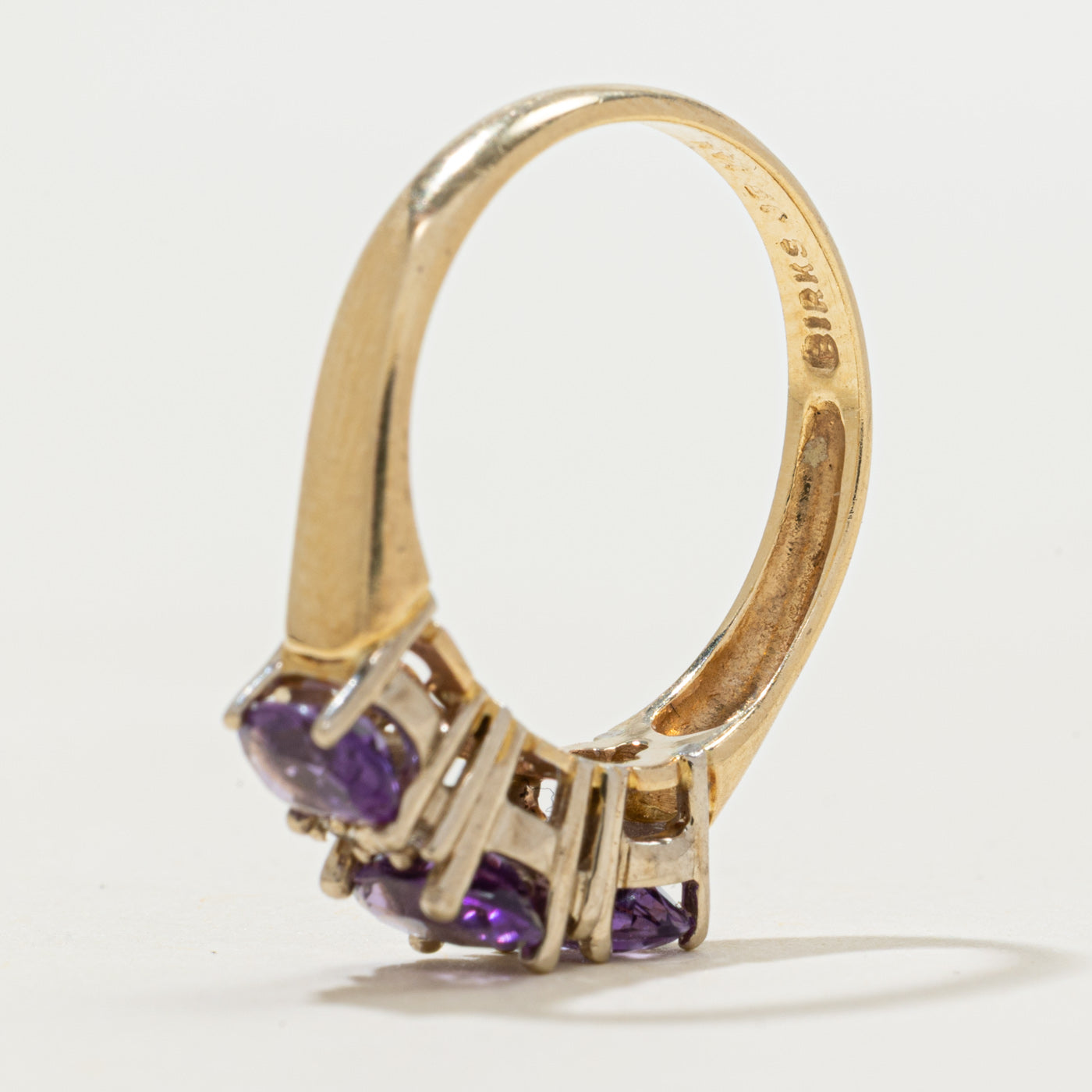 'Birks' Three Stone Amethyst & Diamond Ring | 0.83ctw, 0.02ctw | SZ 6.25