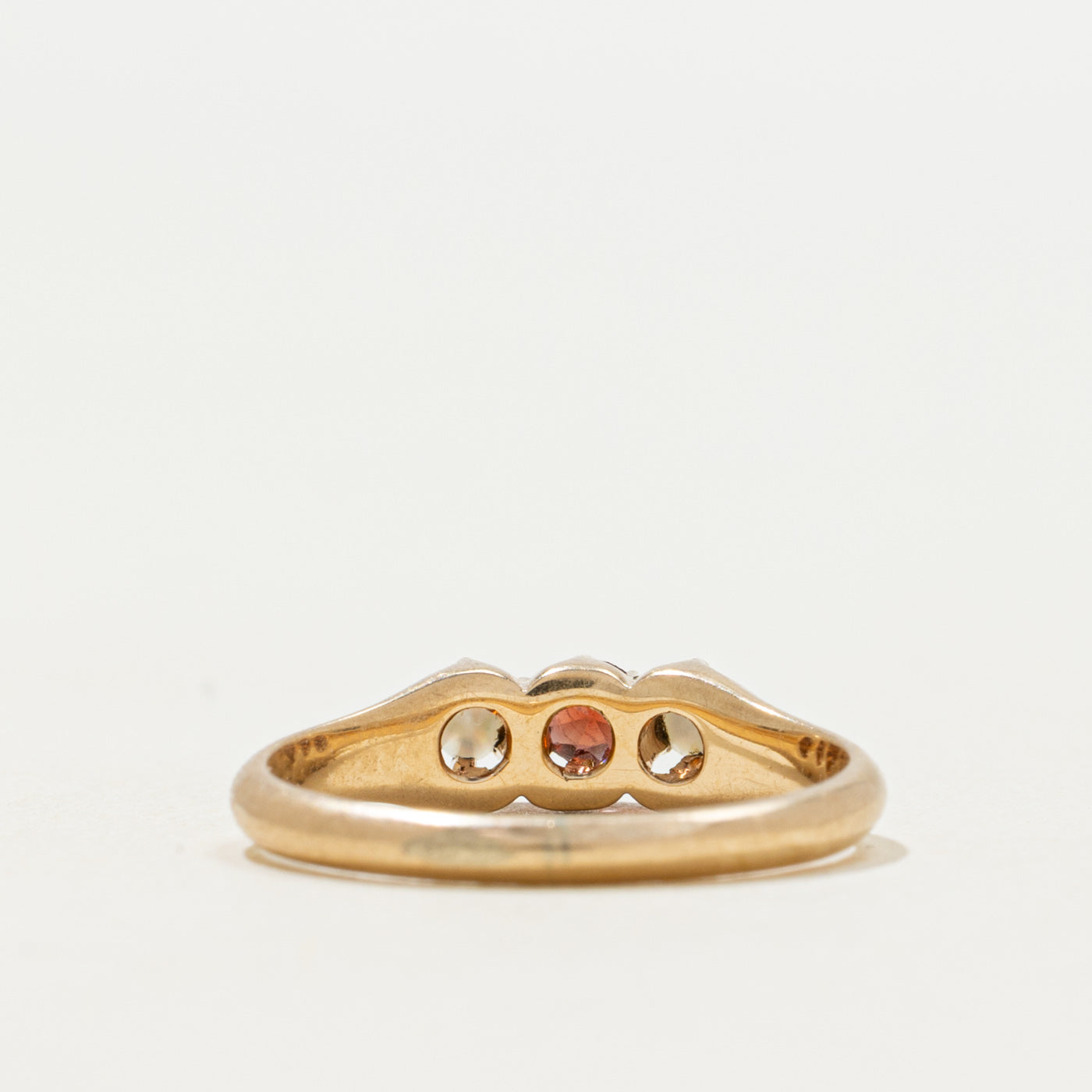 'Birks' Belcher Set Garnet & Pearl Pinky Ring | 0.95ct | SZ 3.5
