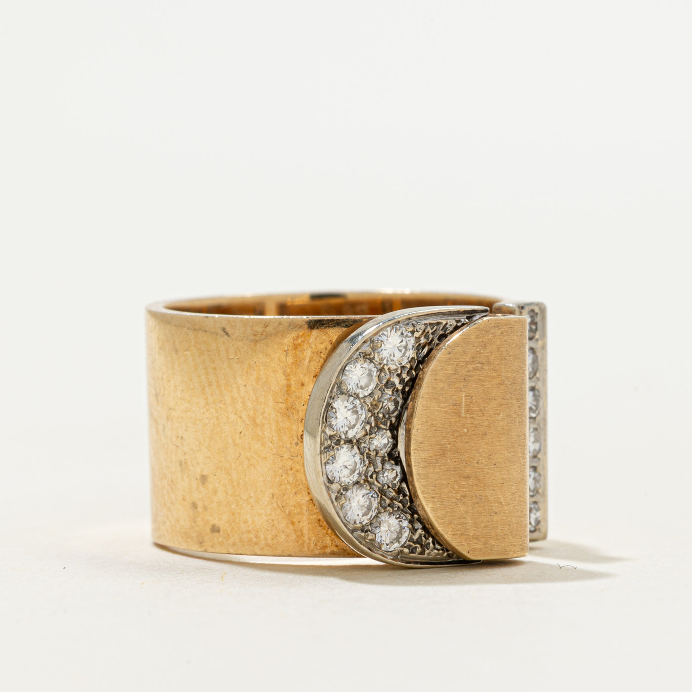 'Birks' Diamond Crescent Cluster Open Band | 0.23ctw | SZ 6.75