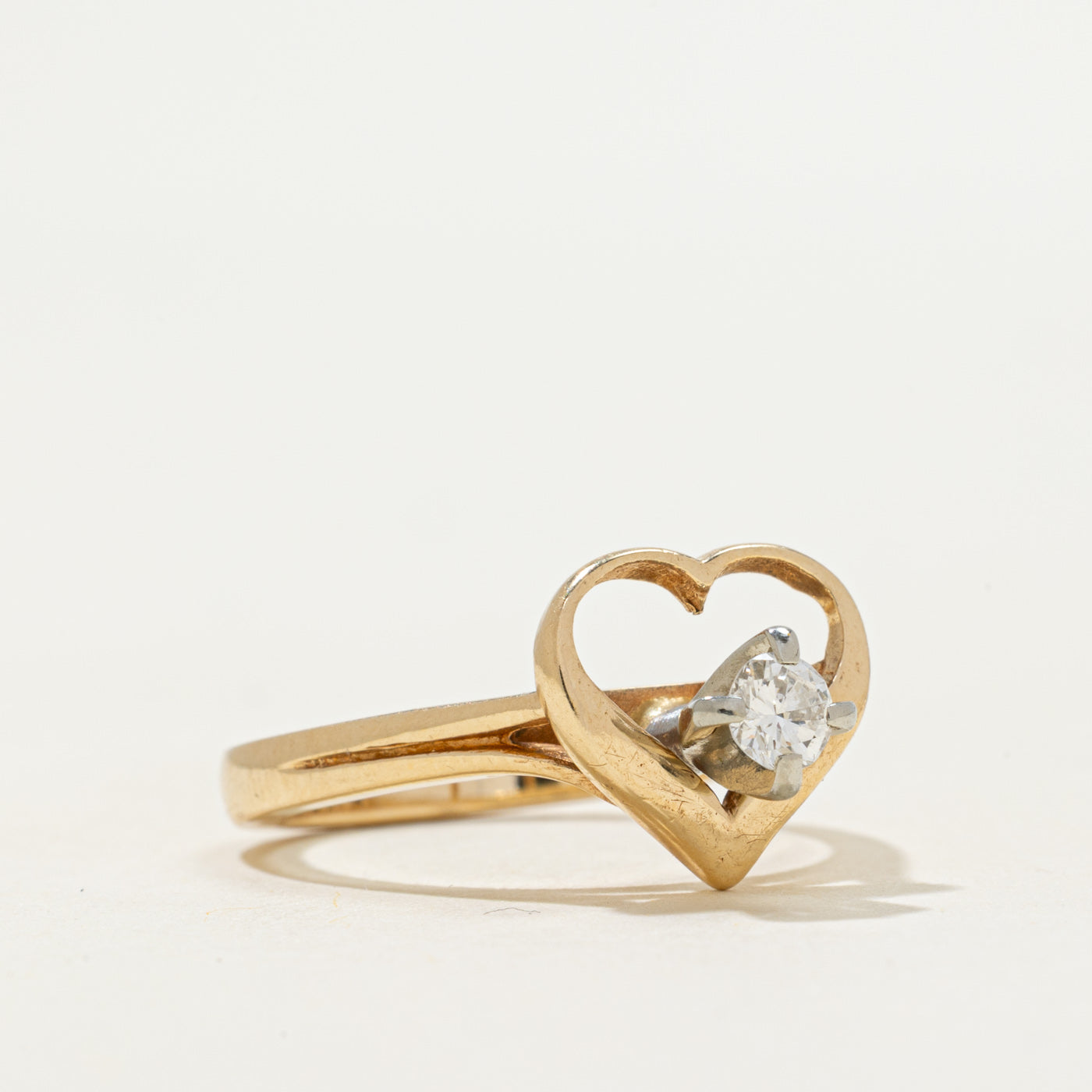 Solitaire Diamond Open Heart Ring | 0.17ct | SZ 6