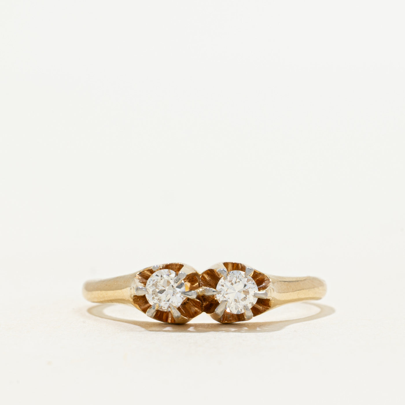 Antique vertifical Moi et Toi Diamond Ring | 0.31ct | SZ 7.25