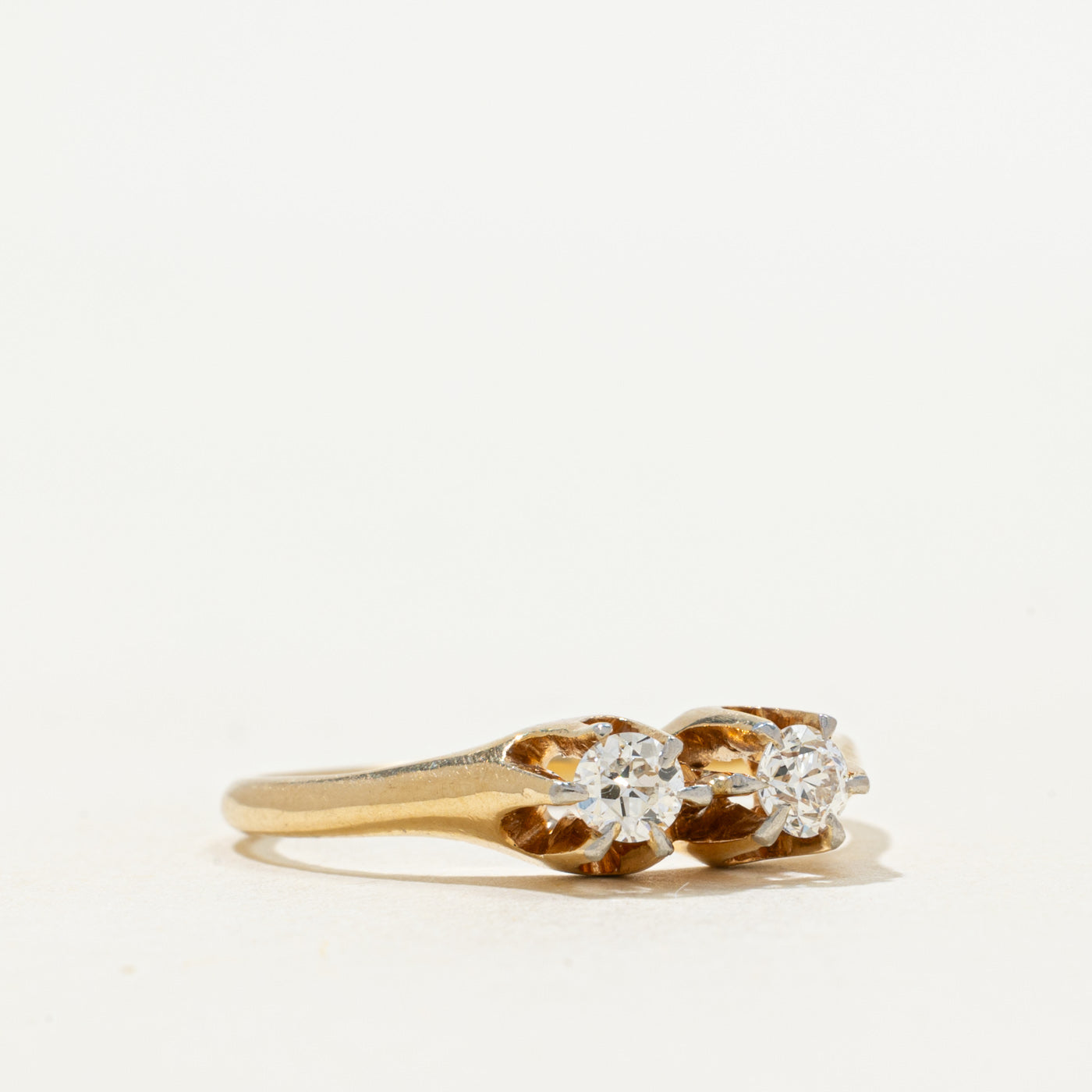 Antique vertifical Moi et Toi Diamond Ring | 0.31ct | SZ 7.25