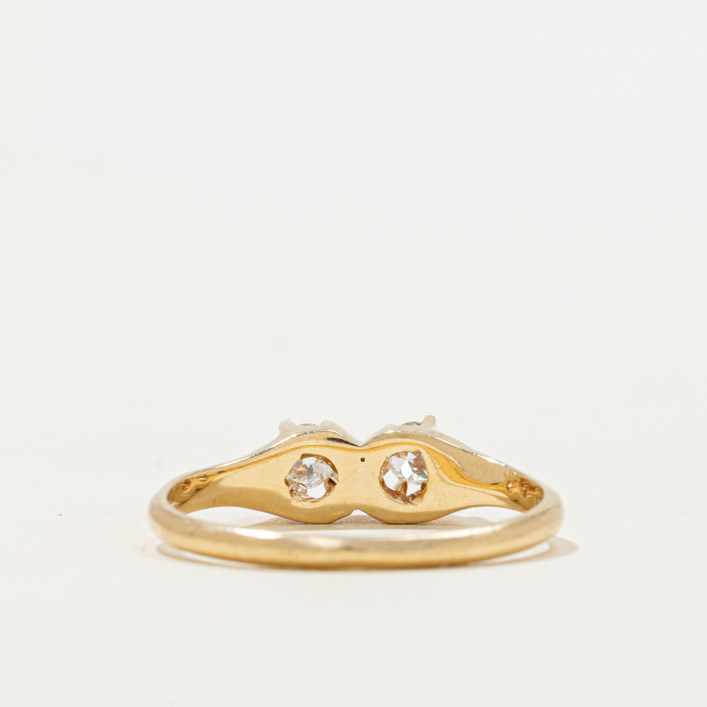 Antique vertifical Moi et Toi Diamond Ring | 0.31ct | SZ 7.25