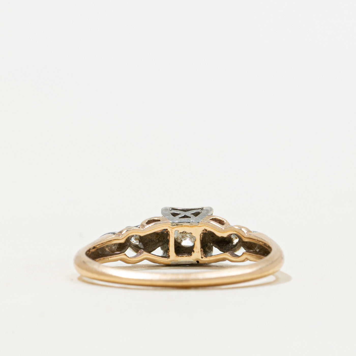 Vintage Two-Tone Gold Diamond Thin Ring | 0.16ctw | SZ 5.75