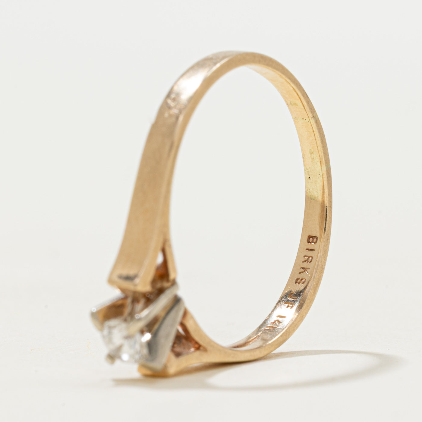 'Birks' Solitaire Diamond Thin Ring | 0.14ct | SZ 8.5
