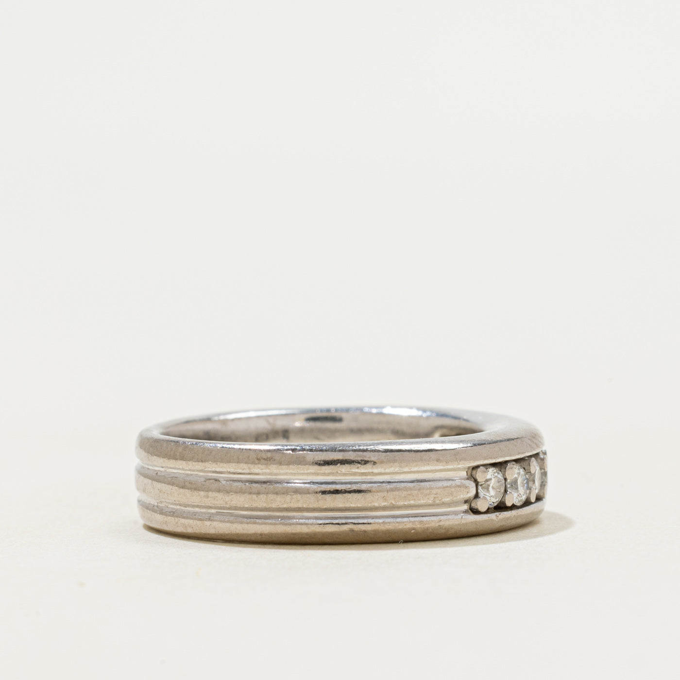 'Birks' 18k Seven Stone Diamond Grooved Band | 0.28ctw | 5.10mm | SZ 6.5