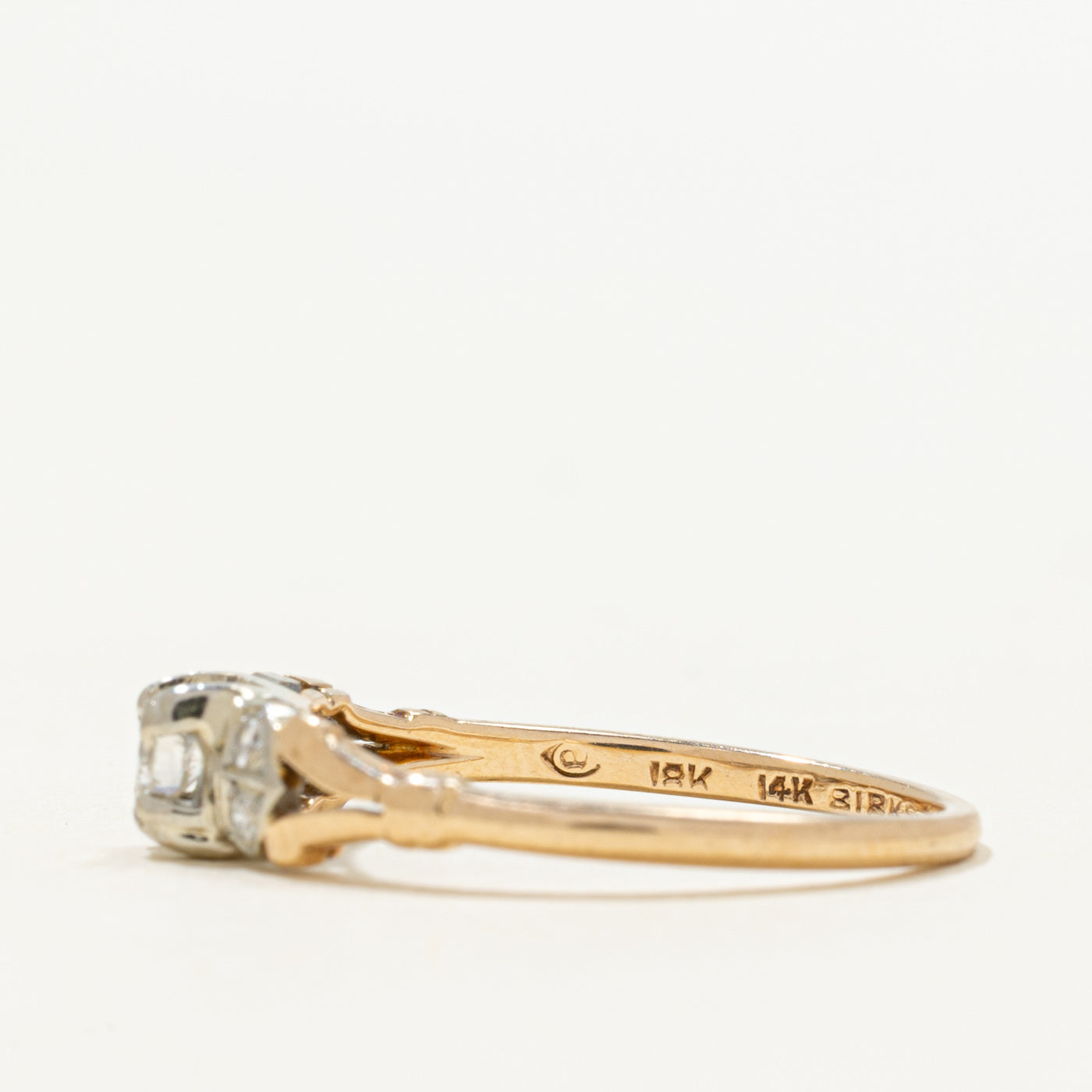 'Birks' Two Tone Diamond Ring | 0.17ctw | SZ 6.75