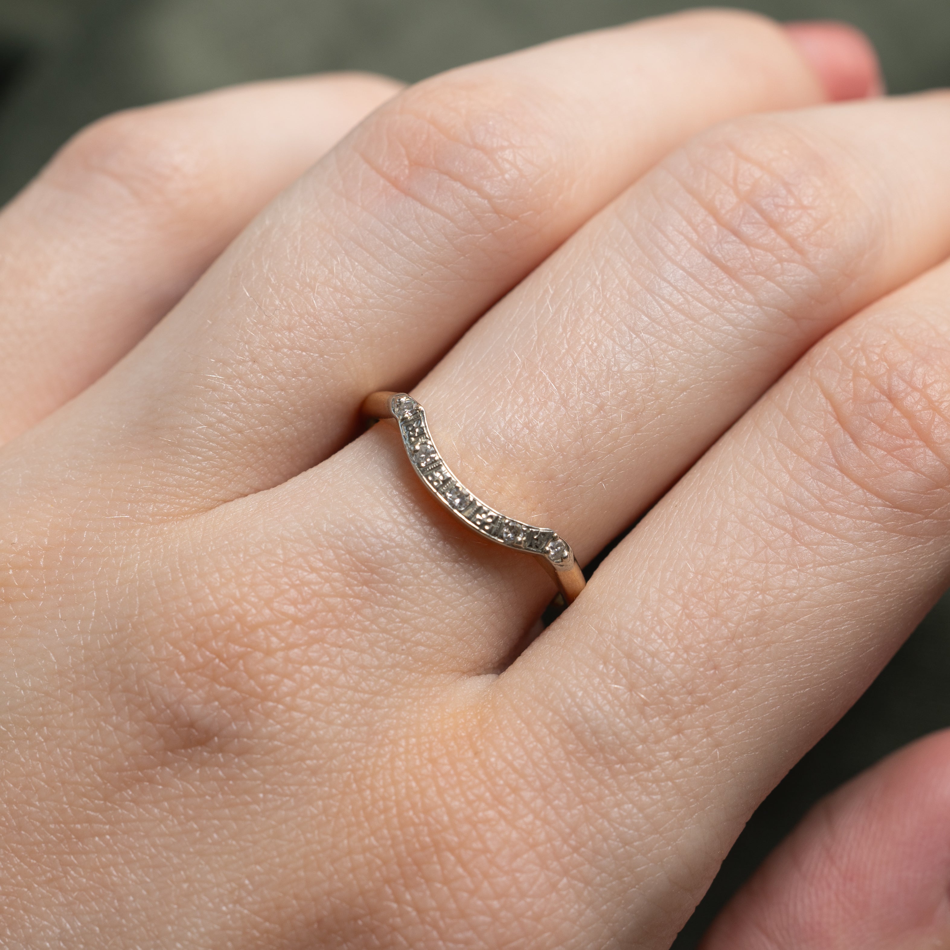 'Birks' Diamond Engraved Contour Ring | 0.03ctw | SZ 8