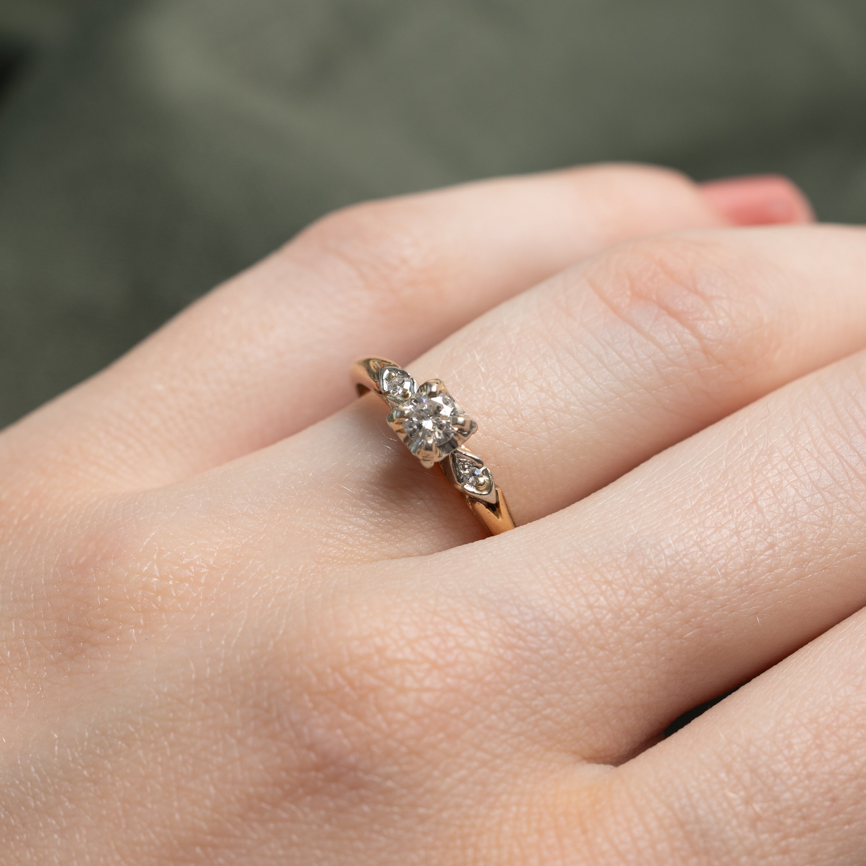 Basket Set Diamond Petite Engagement Ring | 0.23ctw | SZ 5.5