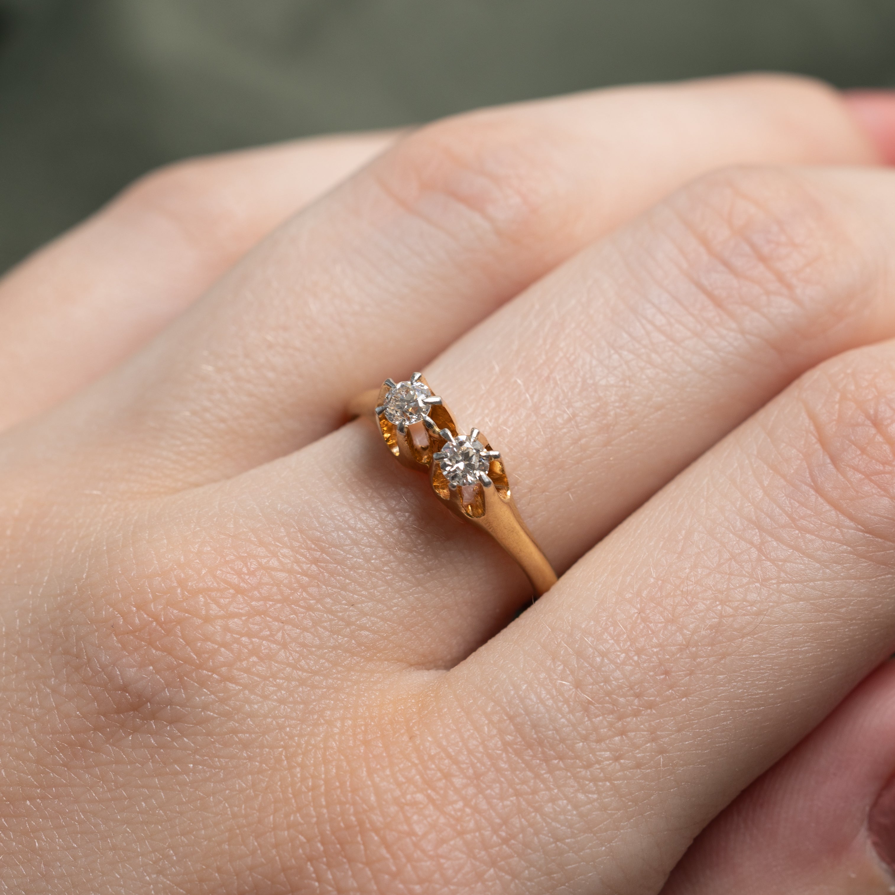 Antique vertifical Moi et Toi Diamond Ring | 0.31ct | SZ 7.25