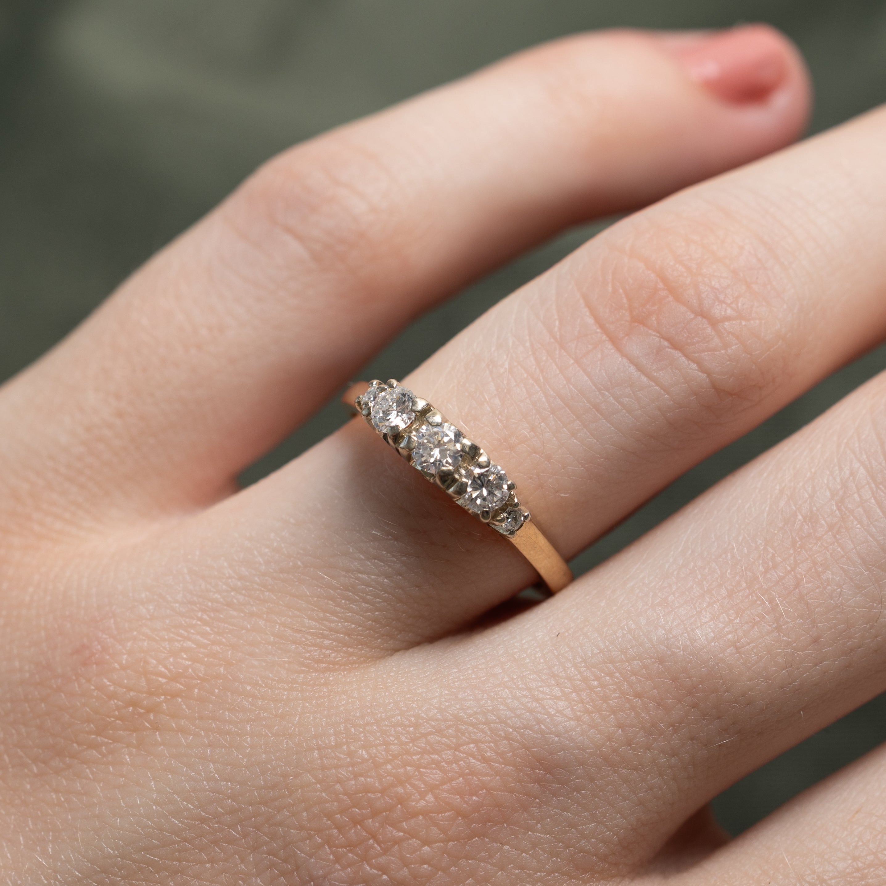 'Birks' Three Stone Diamond Thin Ring | 0.39ctw | SZ 6.25