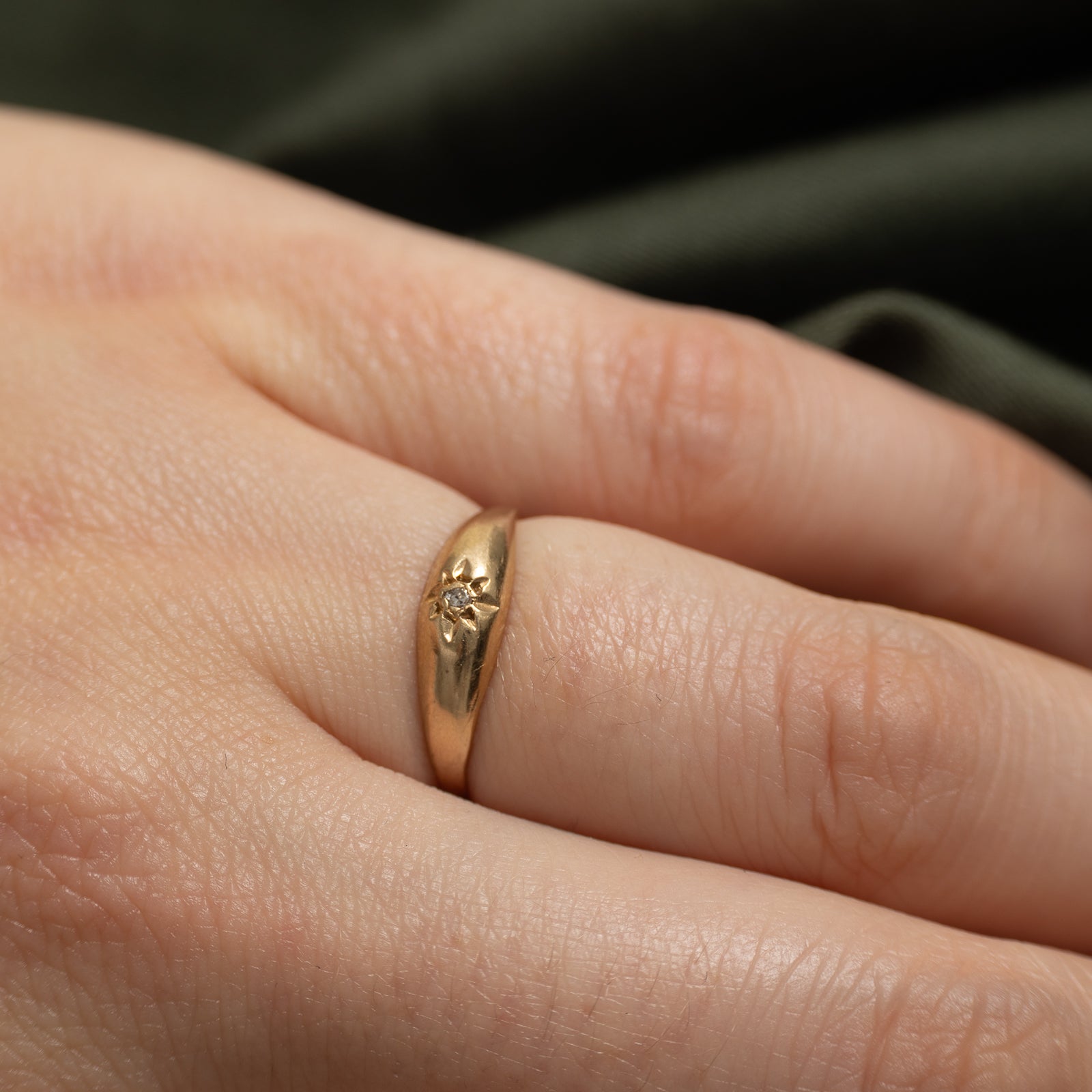 Bague dôme en diamant fin | 0,01 ct | Taille 4,5