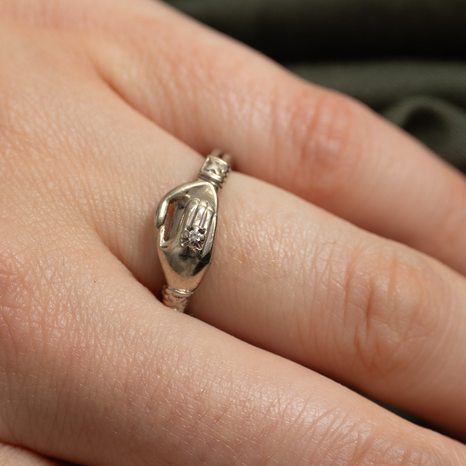 Bague Mains en Main Diamant | 0,01 ct | Taille 6,25