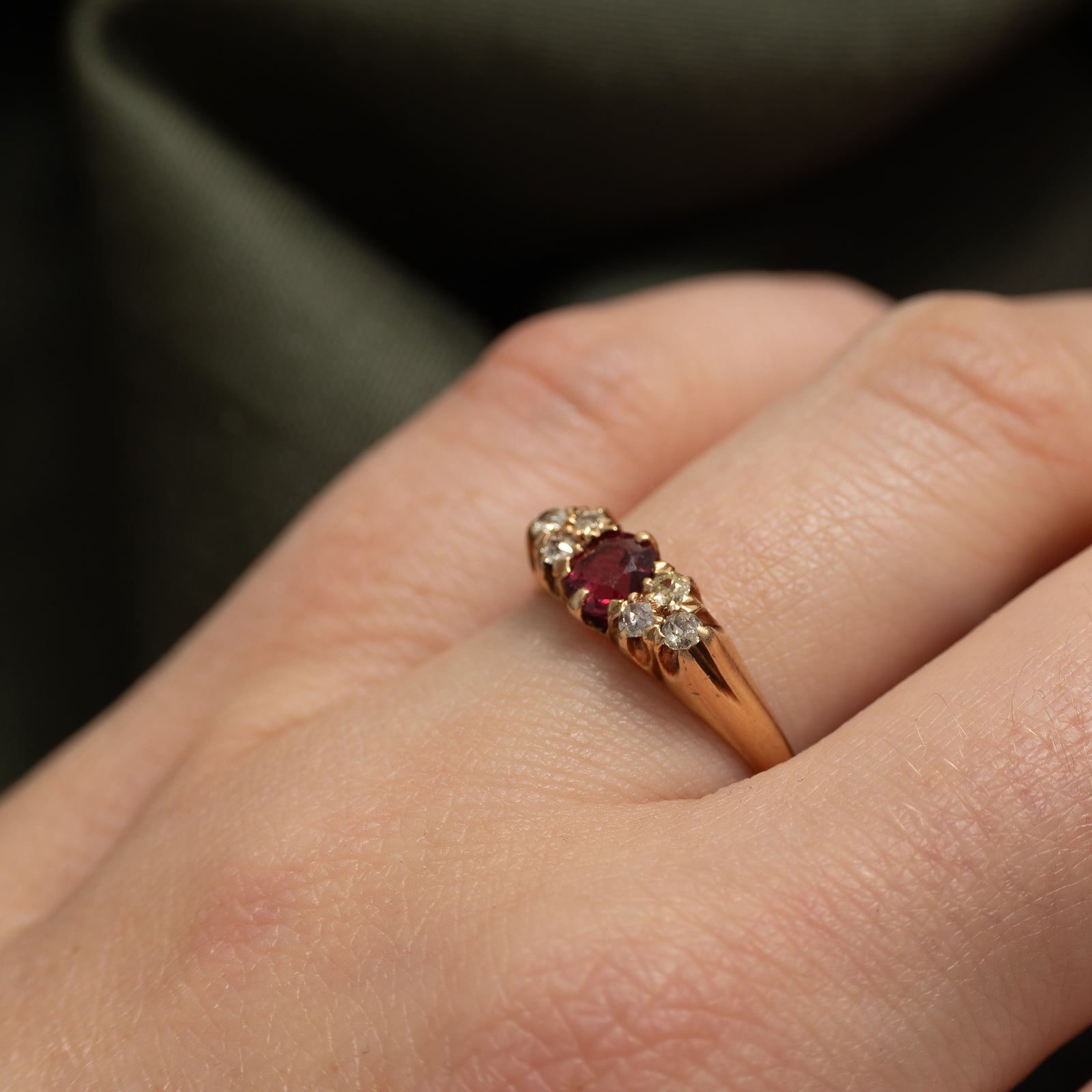 Synthetic Ruby & Diamond Cluster Ring | 0.43ct, 0.20ctw | SZ 7