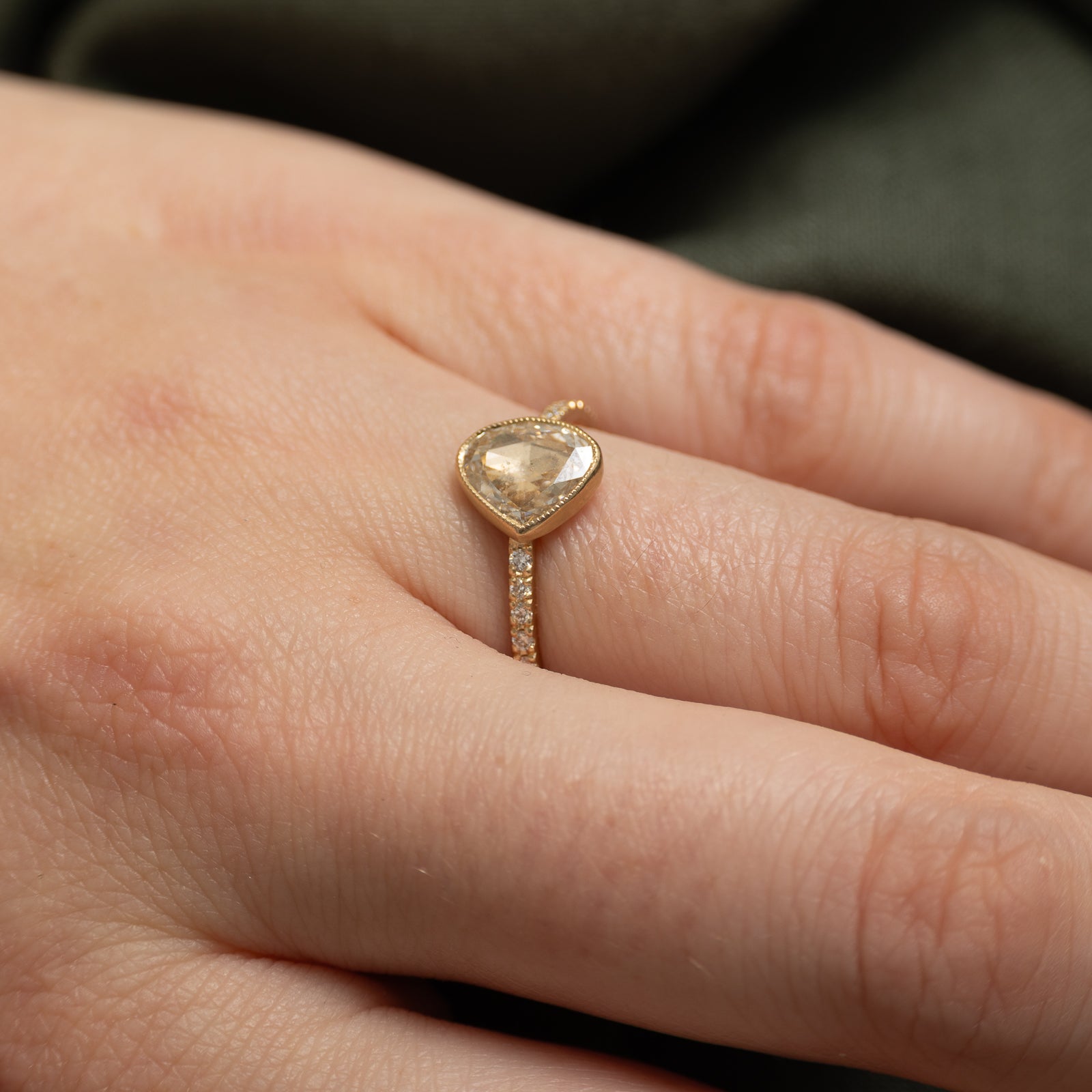 Pear Rose Cut Diamond Ring | 0.50ctw | SZ 6.5