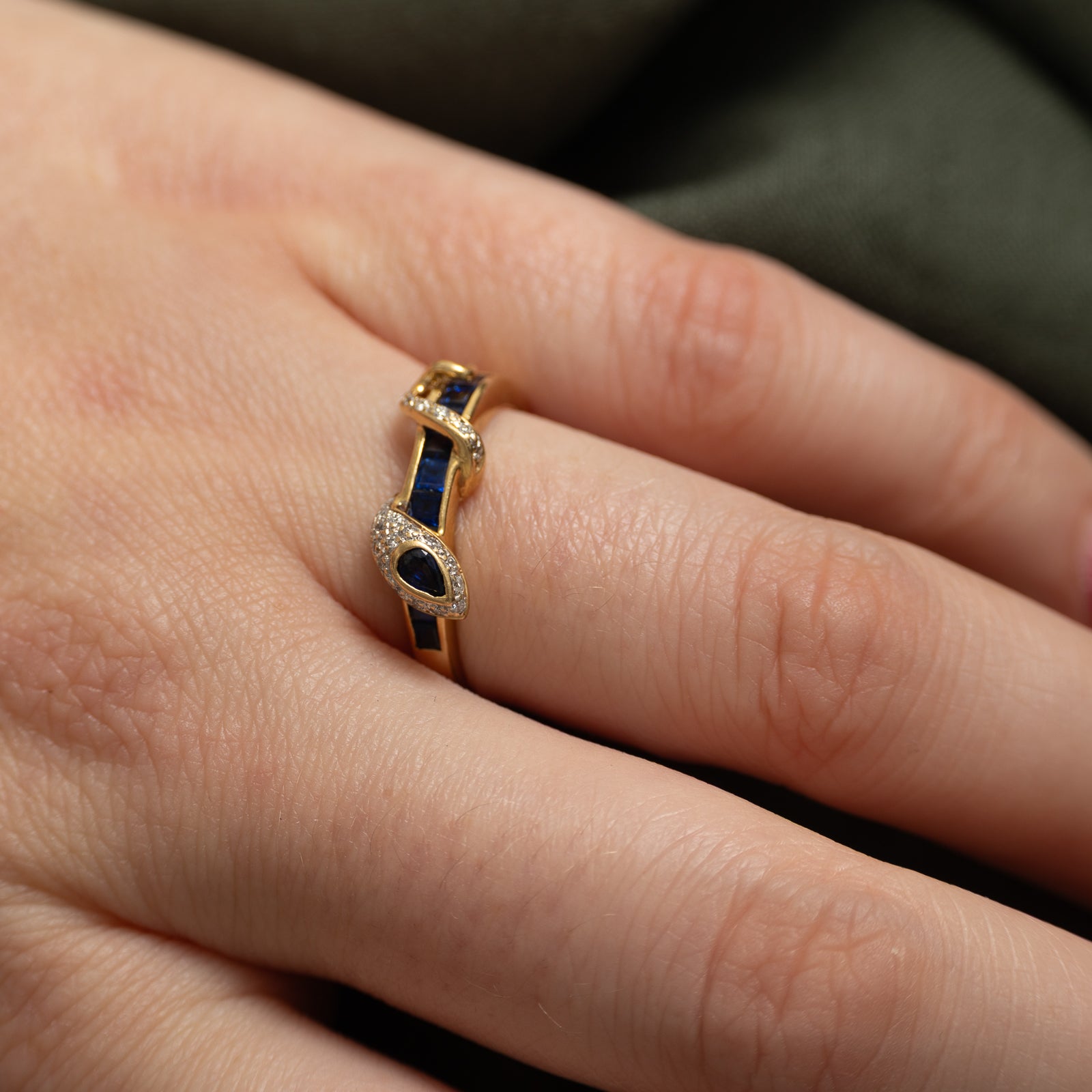 18k Sapphire & Diamond Snake Ring | 0.50ctw | 0.12ctw | SZ 6.75