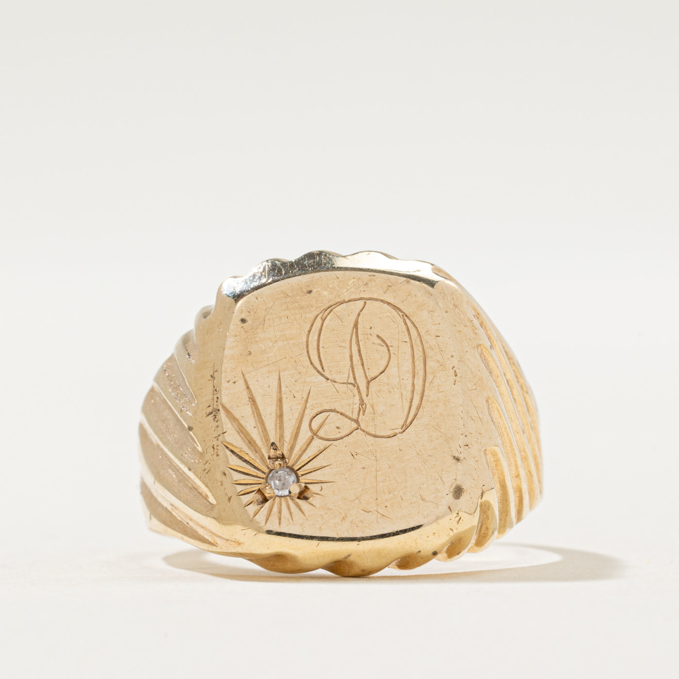 1988 Birmingham Diamond 'D' Signet Ring | 0.01ct | SZ 7.25