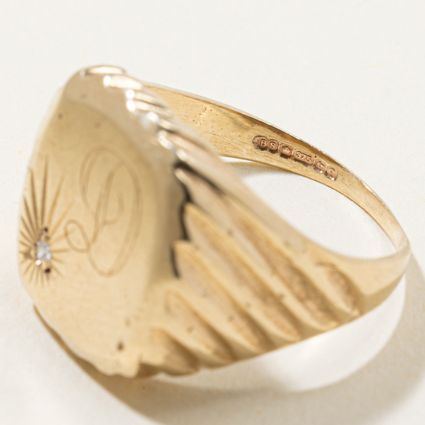 1988 Birmingham Diamond 'D' Signet Ring | 0.01ct | SZ 7.25