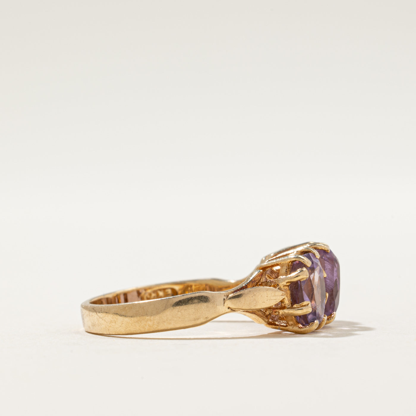 1978 London Three Stone Amethyst Ring | 3.00ctw | SZ 7.25