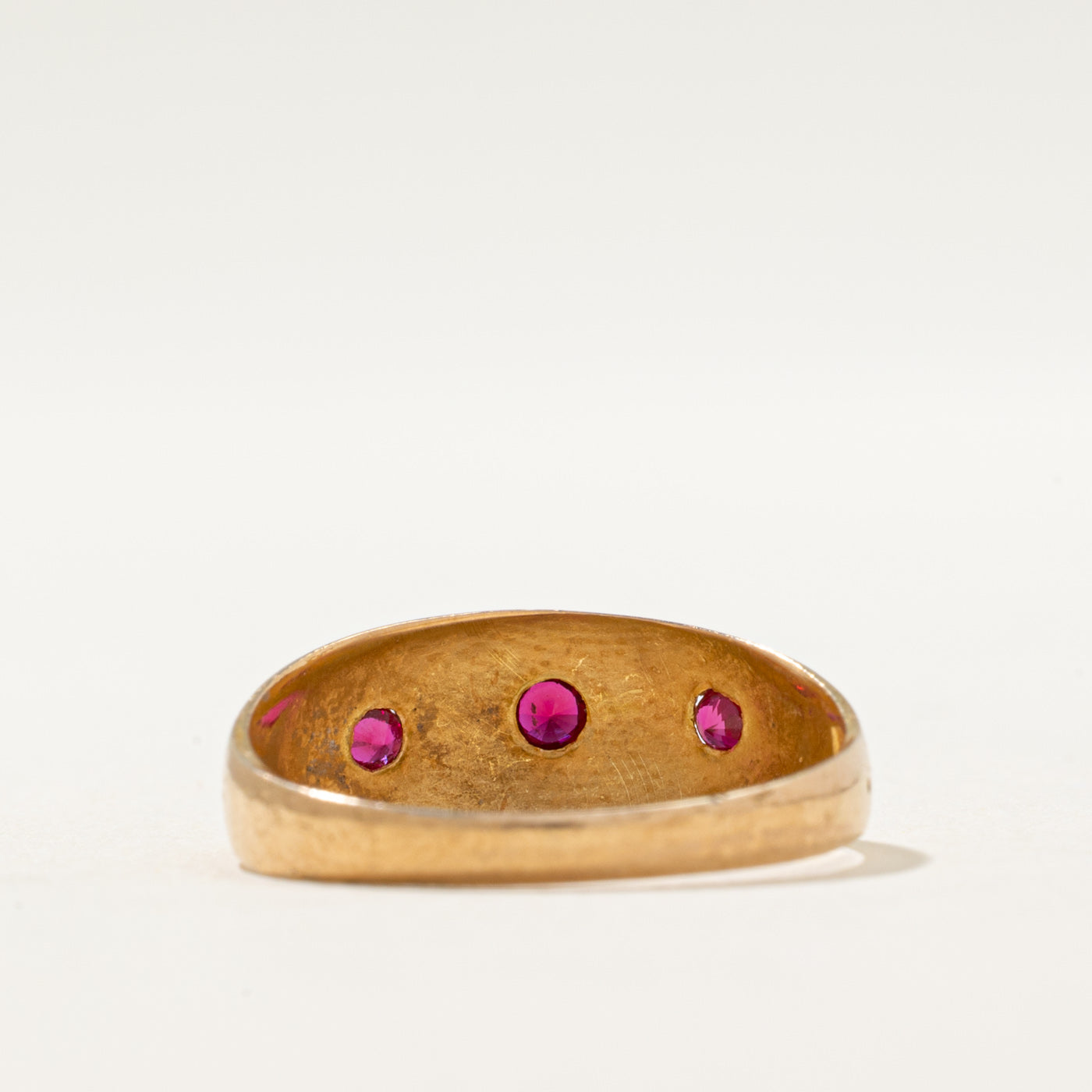 1896 Victorian Chester Three Stone Ruby Ring | 0.09ctw | SZ 6.75