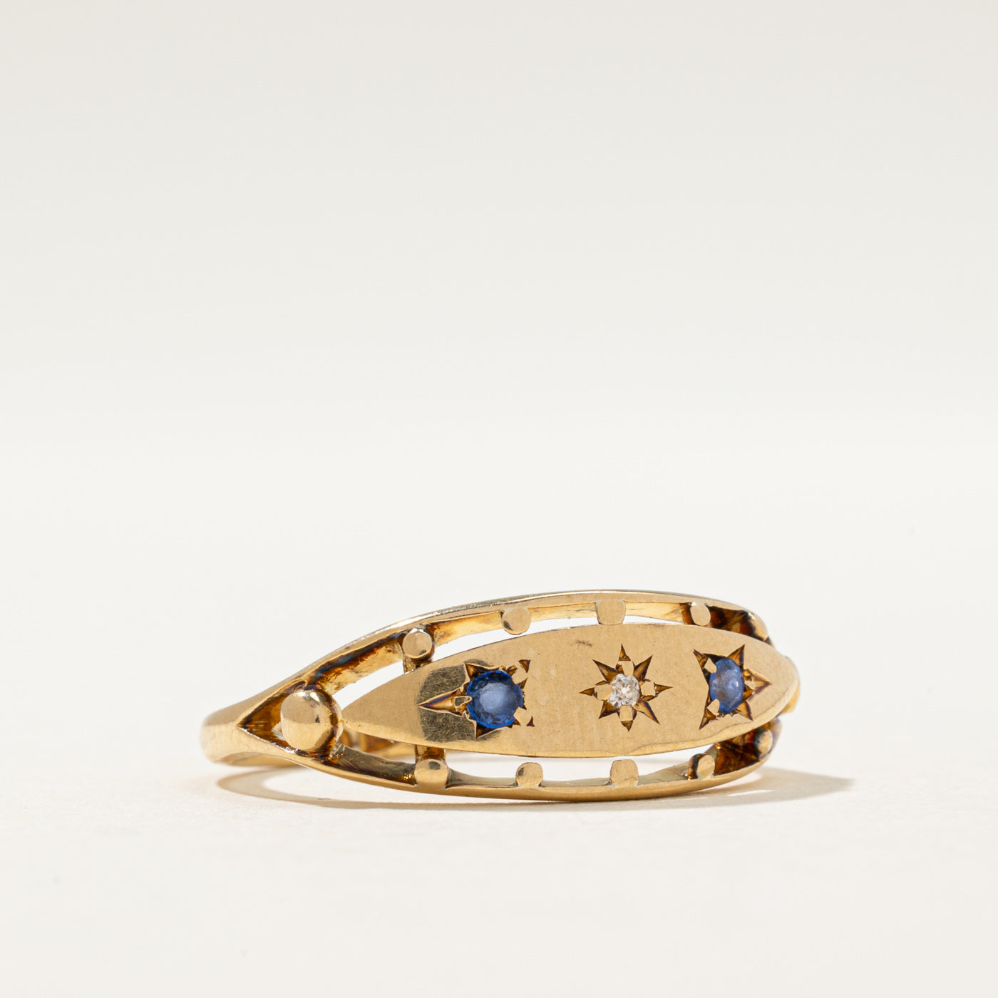 1911 Chester Star Set Sapphire & Diamond Ring | 0.05ctw, 0.01ct | SZ 7.75