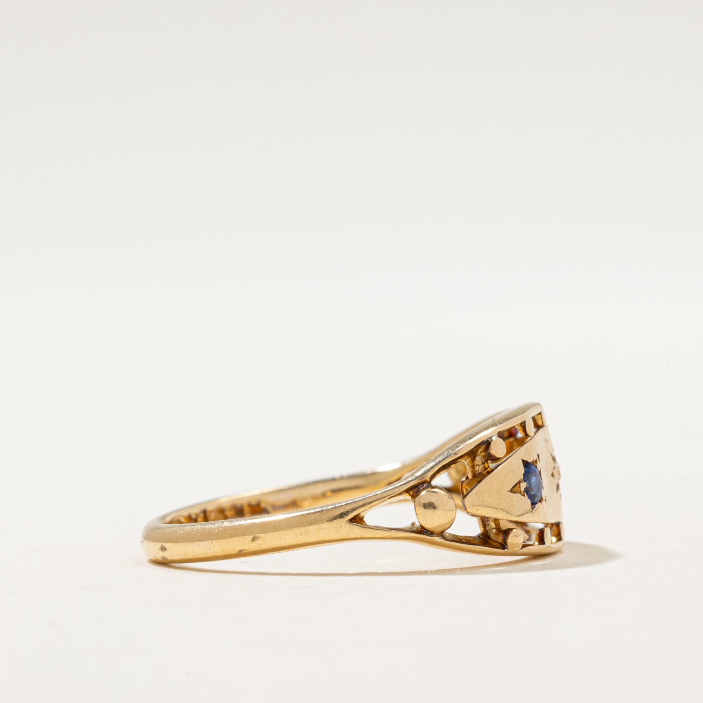 1911 Chester Star Set Sapphire & Diamond Ring | 0.05ctw, 0.01ct | SZ 7.75