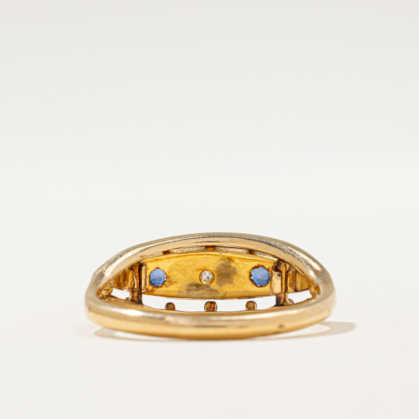 1911 Chester Star Set Sapphire & Diamond Ring | 0.05ctw, 0.01ct | SZ 7.75