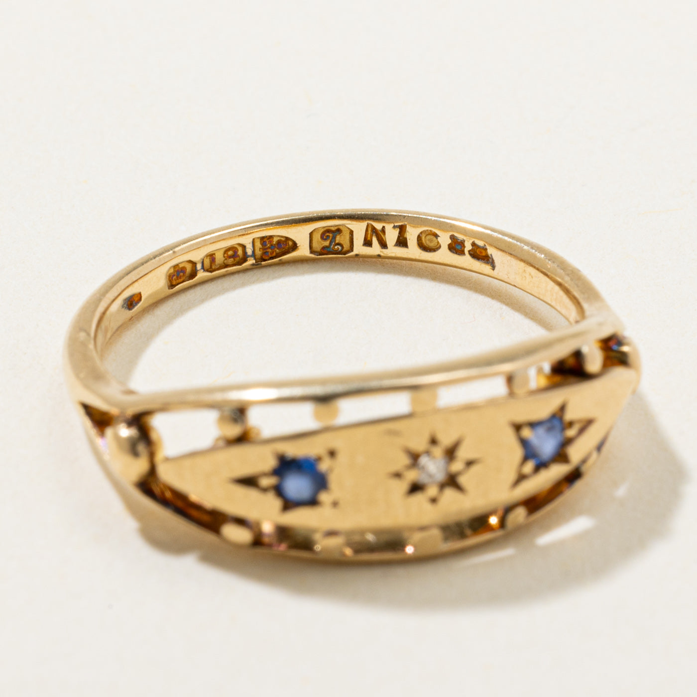 1911 Chester Star Set Sapphire & Diamond Ring | 0.05ctw, 0.01ct | SZ 7.75