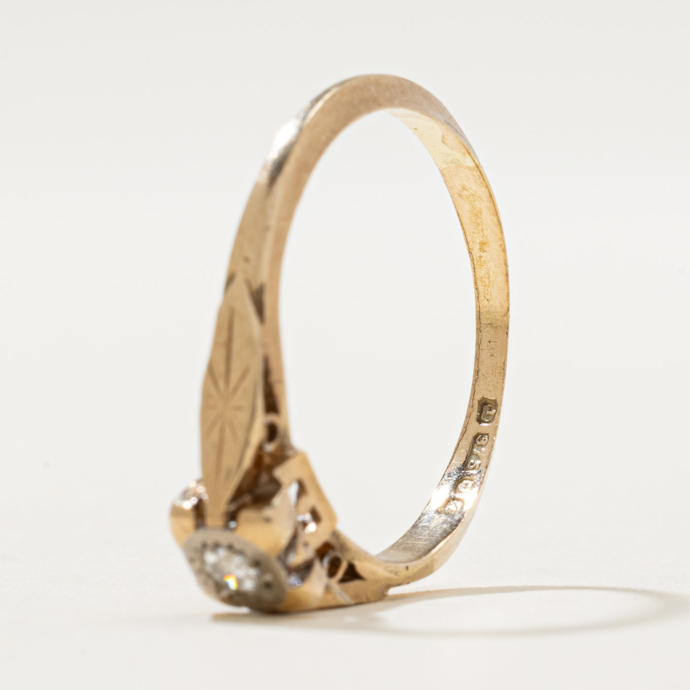 Bague en diamant unique Londres 1975 | 0,03 ct | Taille 5