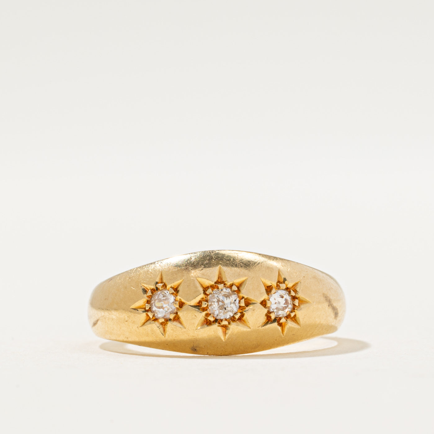 1910 Birmingham Three Stone Star Set Diamond Ring | 0.12ctw | SZ 6.25