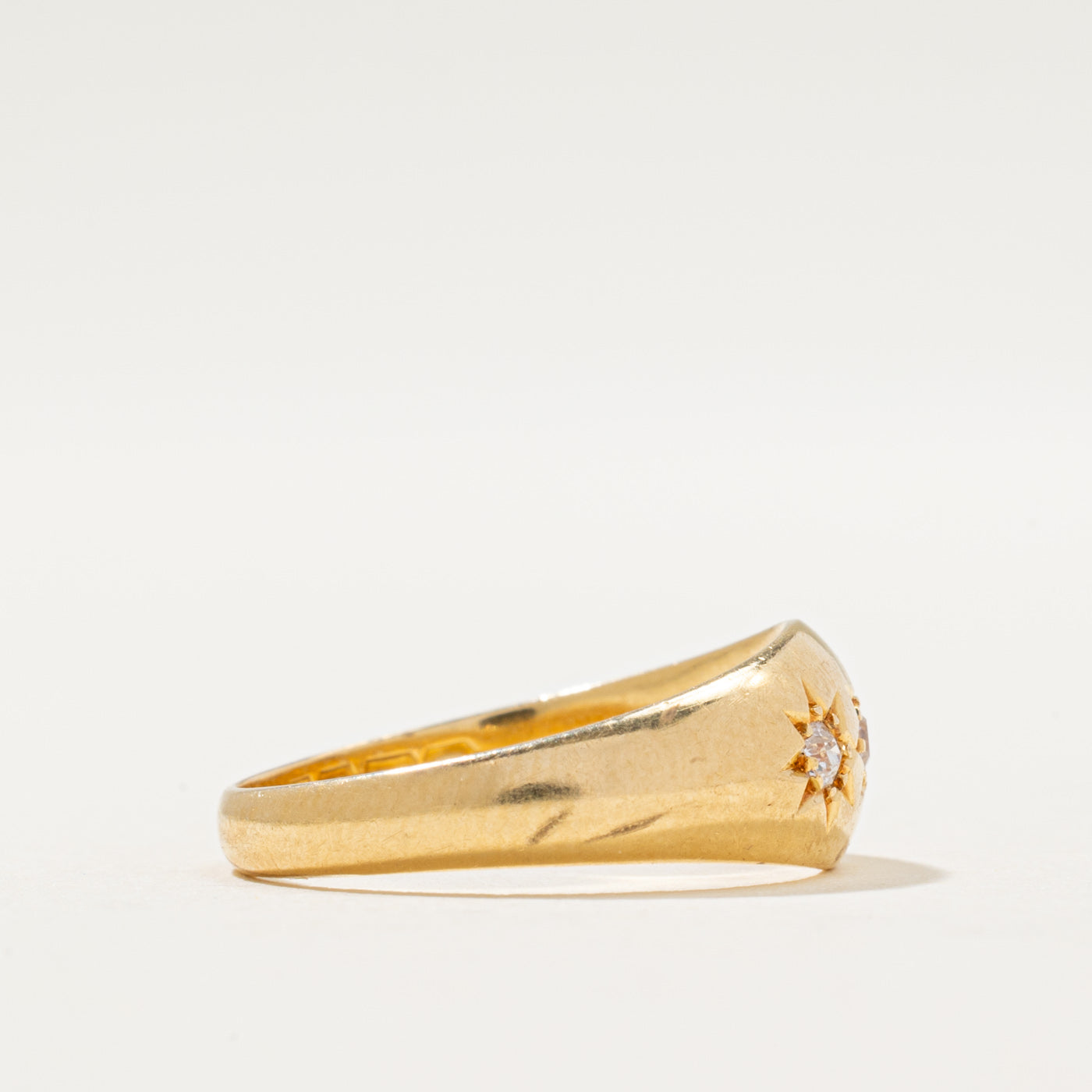 1910 Birmingham Three Stone Star Set Diamond Dome Ring | 0.12ctw | SZ 6.25