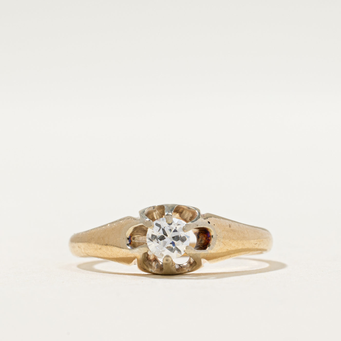 Canadian Pseudo Hallmarked Belcher Set Diamond Ring | 0.13ct | SZ 4