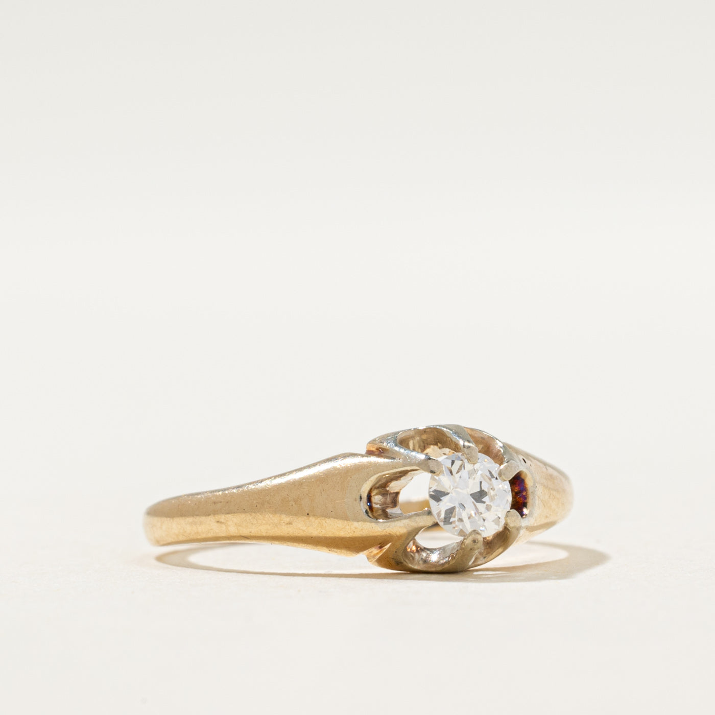 Canadian Pseudo Hallmarked Belcher Set Diamond Ring | 0.13ct | SZ 4