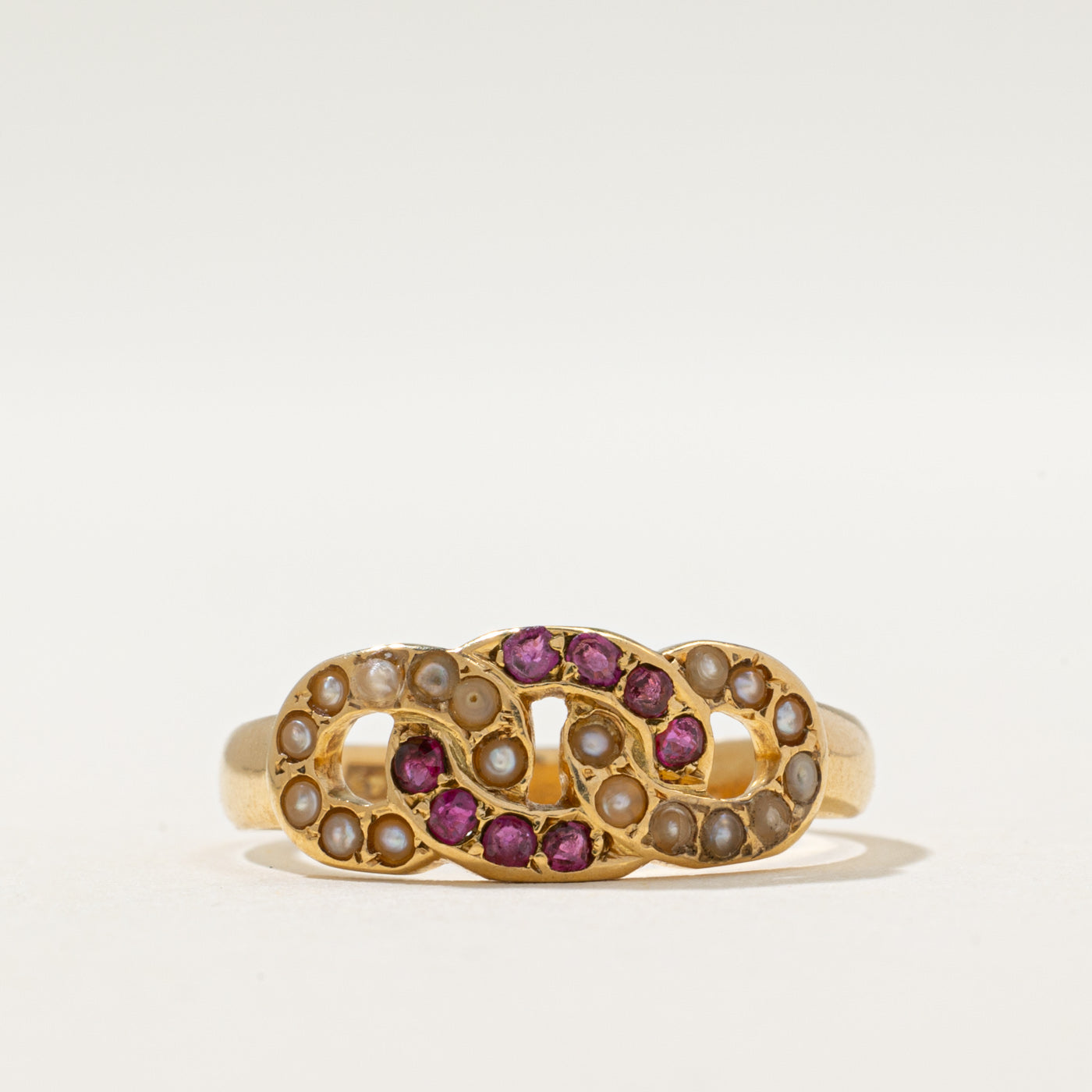 Ruby & Seed Pearl Knot Ring | 0.09ctw | SZ 7