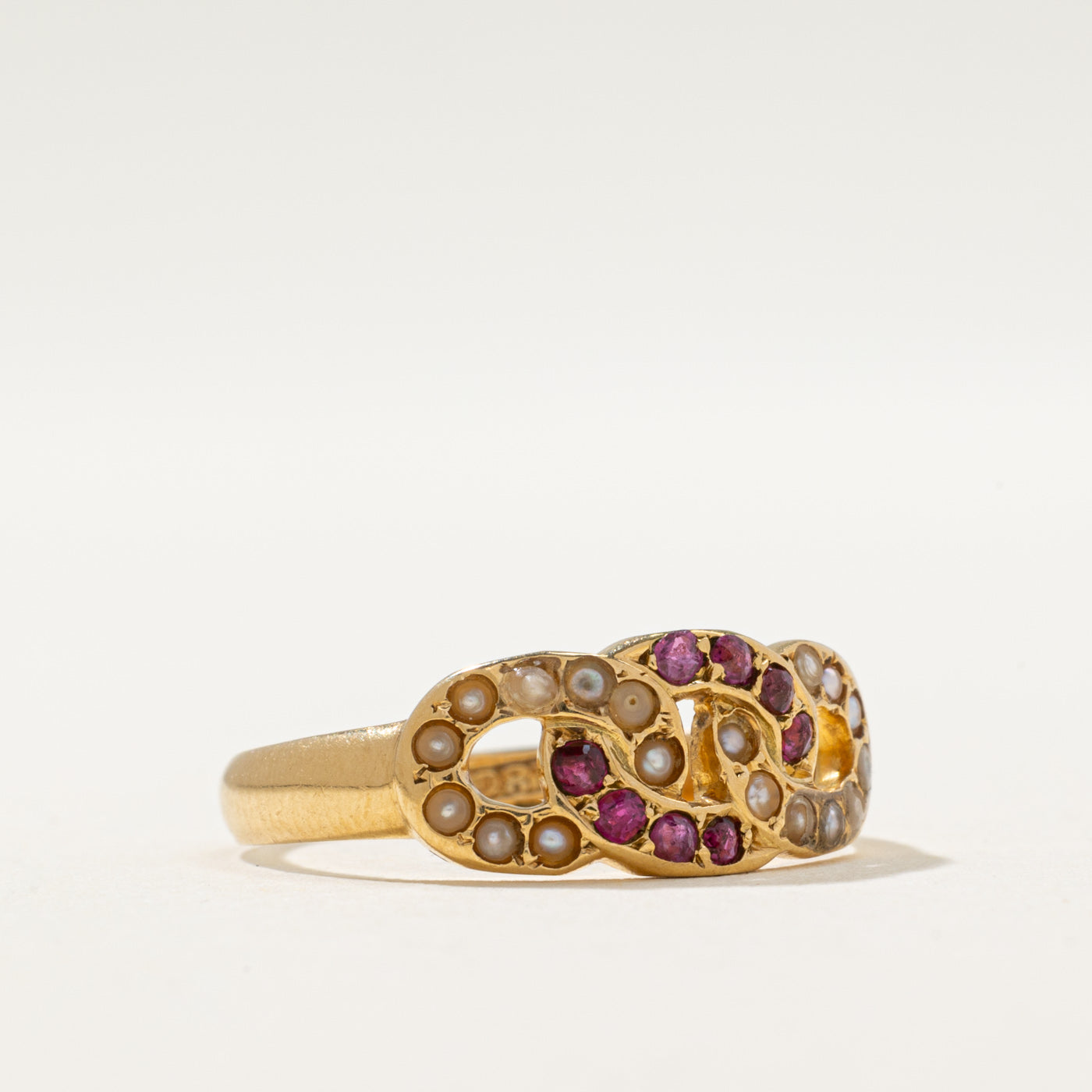Ruby & Seed Pearl Knot Ring | 0.09ctw | SZ 7