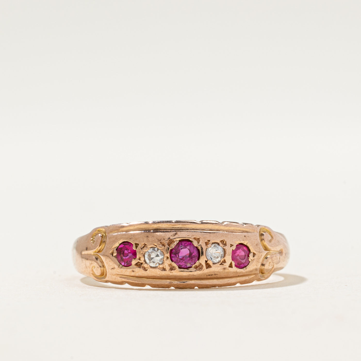 1913 Chester Ruby & Diamond Ring | 0.015ctw, 0.01ctw | SZ 7