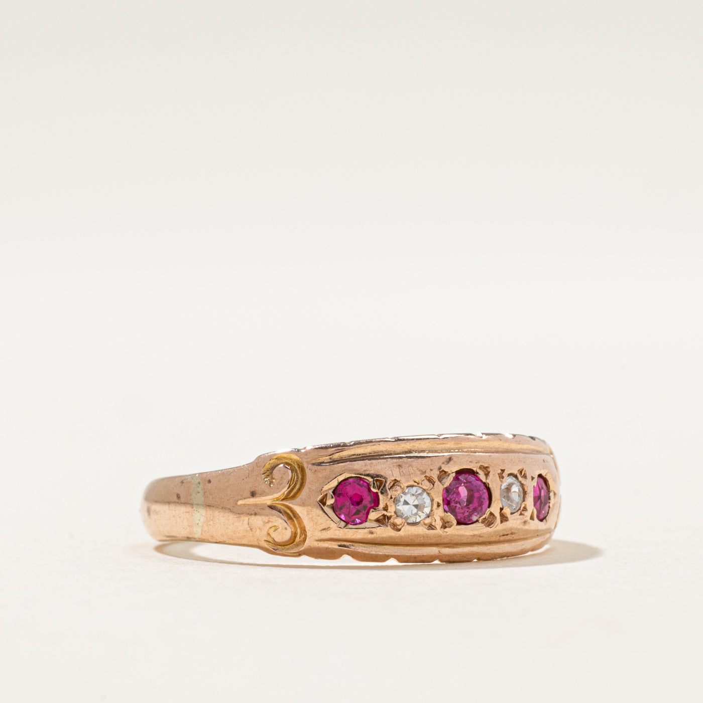 1913 Chester Ruby & Diamond Ring | 0.015ctw, 0.01ctw | SZ 7