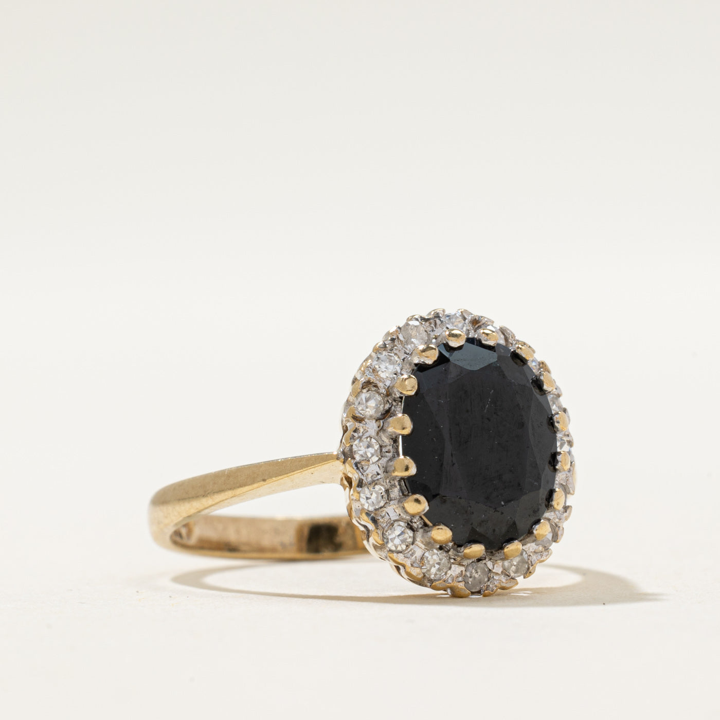1985 London Sapphire & Diamond Halo Ring | 1.30ct, 0.08ctw | SZ 5.75