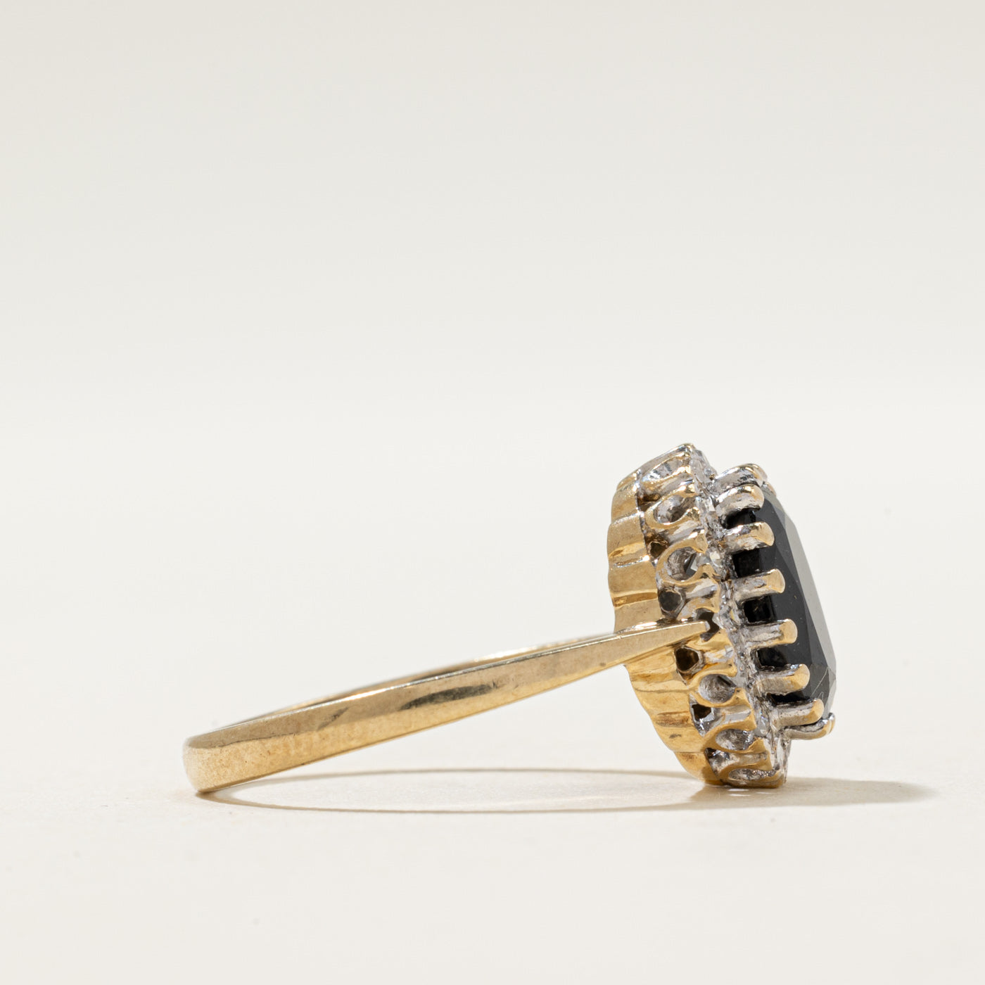 1985 London Sapphire & Diamond Halo Ring | 1.30ct, 0.08ctw | SZ 5.75