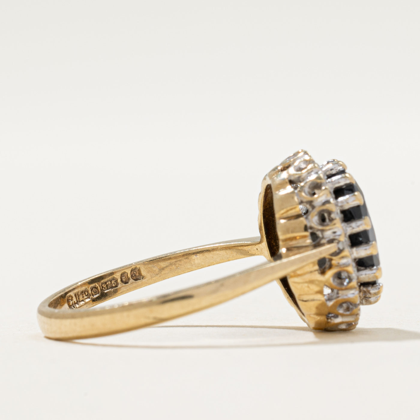 1985 London Sapphire & Diamond Halo Ring | 1.30ct, 0.08ctw | SZ 5.75