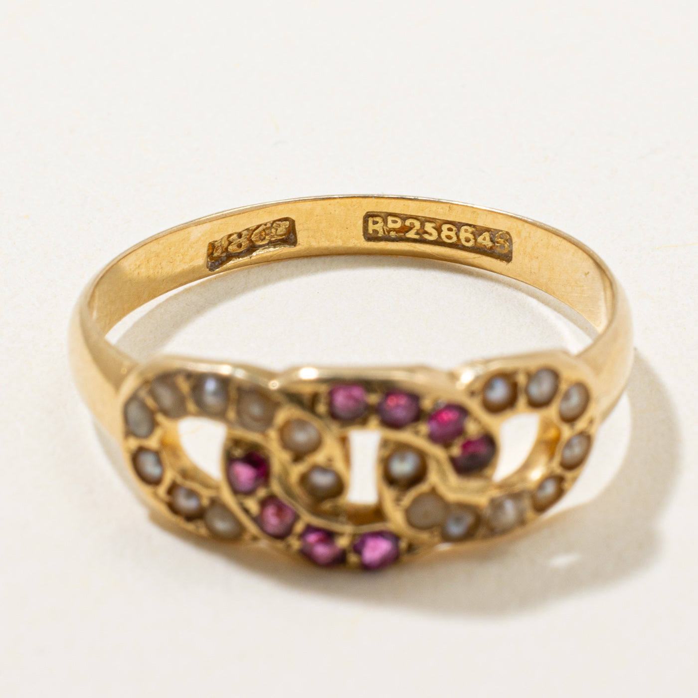 Ruby & Seed Pearl Knot Ring | 0.09ctw | SZ 7