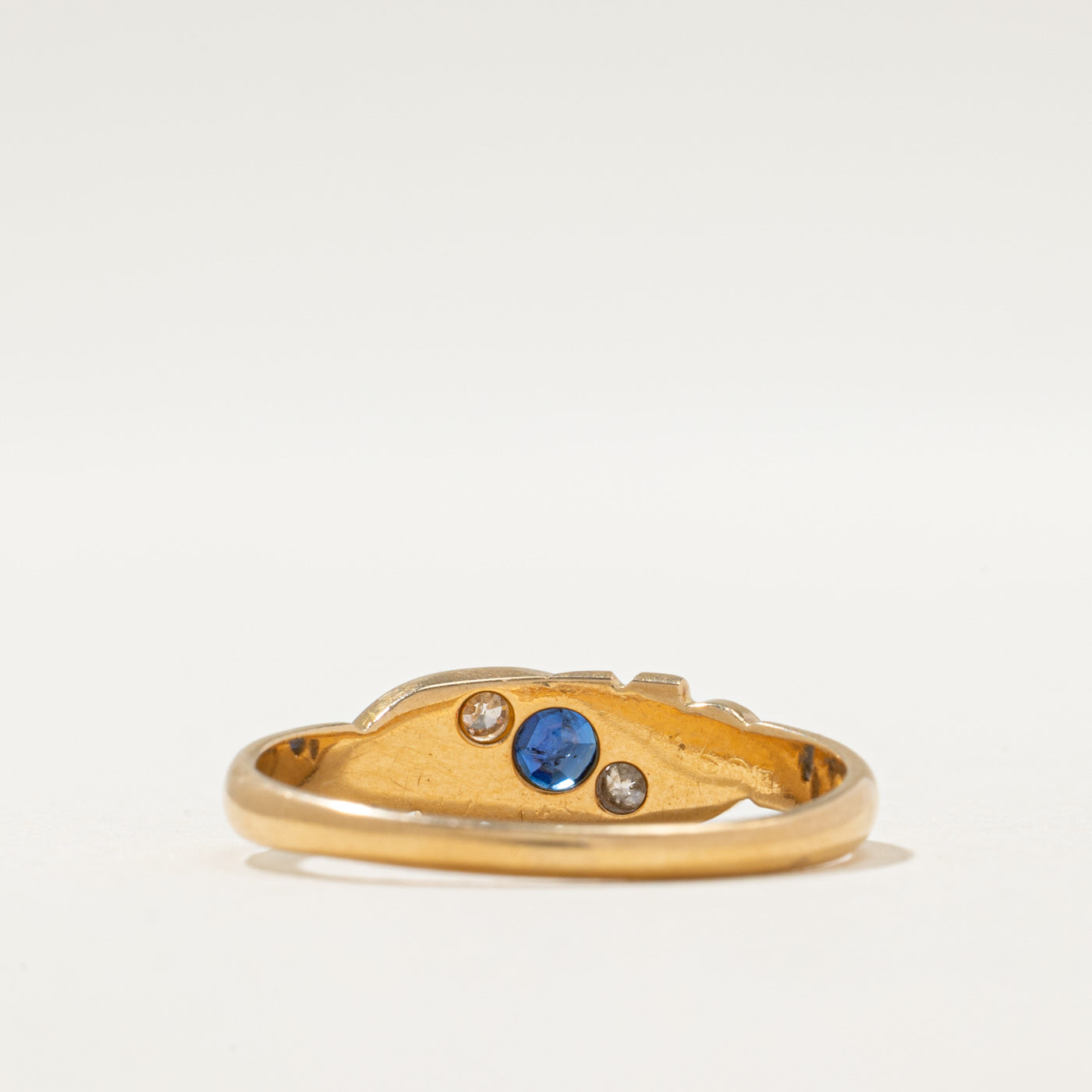 1900 Antique Birmingham Sapphire & Diamond Ring | 0.20ct, 0.036ctw | SZ 8.5