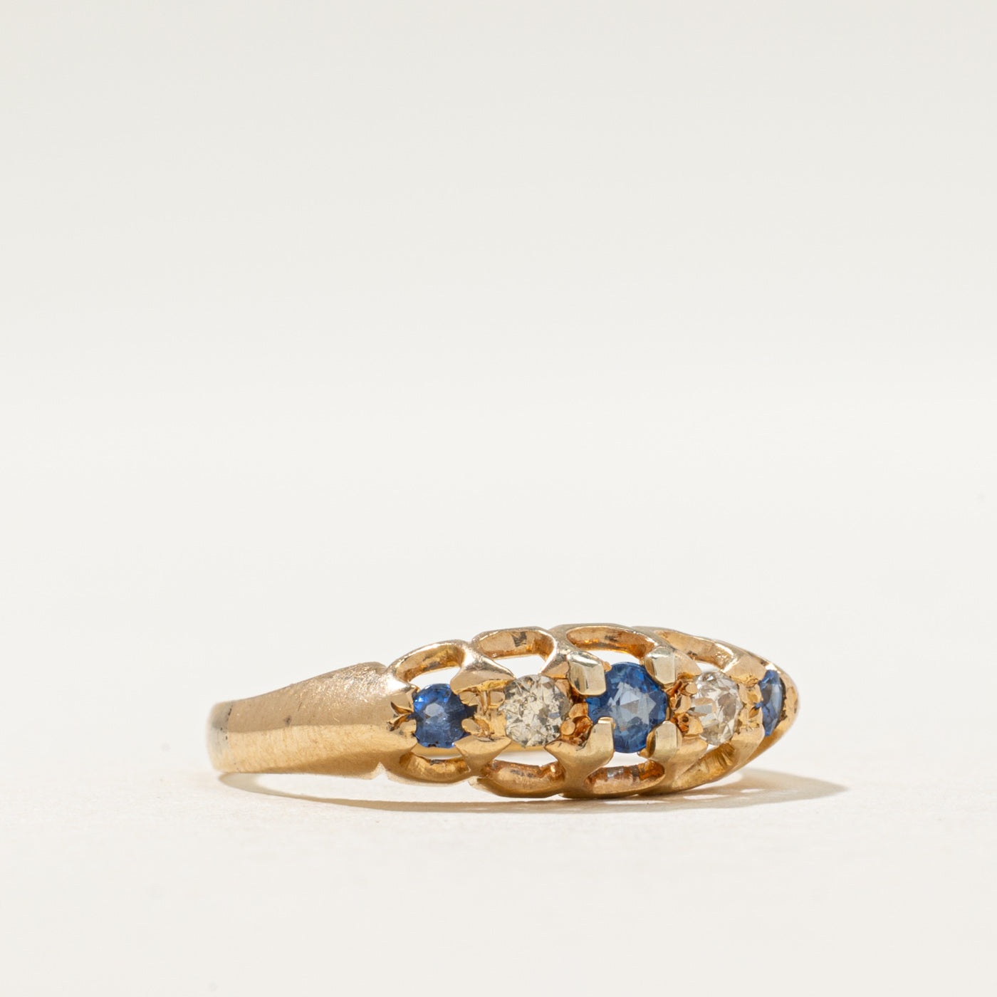 1900s Birmingham Diamond & Sapphire Ring | 0.08ctw, 0.06ctw | SZ 5.5