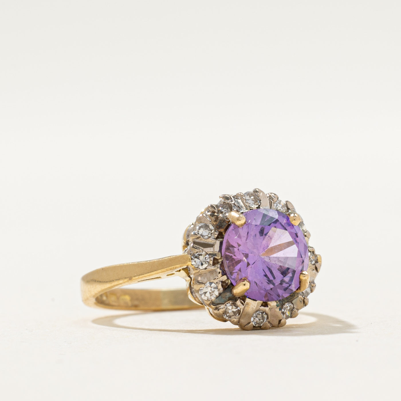 1962 London Synthetic Purple Sapphire & Diamond Ring | 1.10ct, 0.06ctw | SZ 2.25